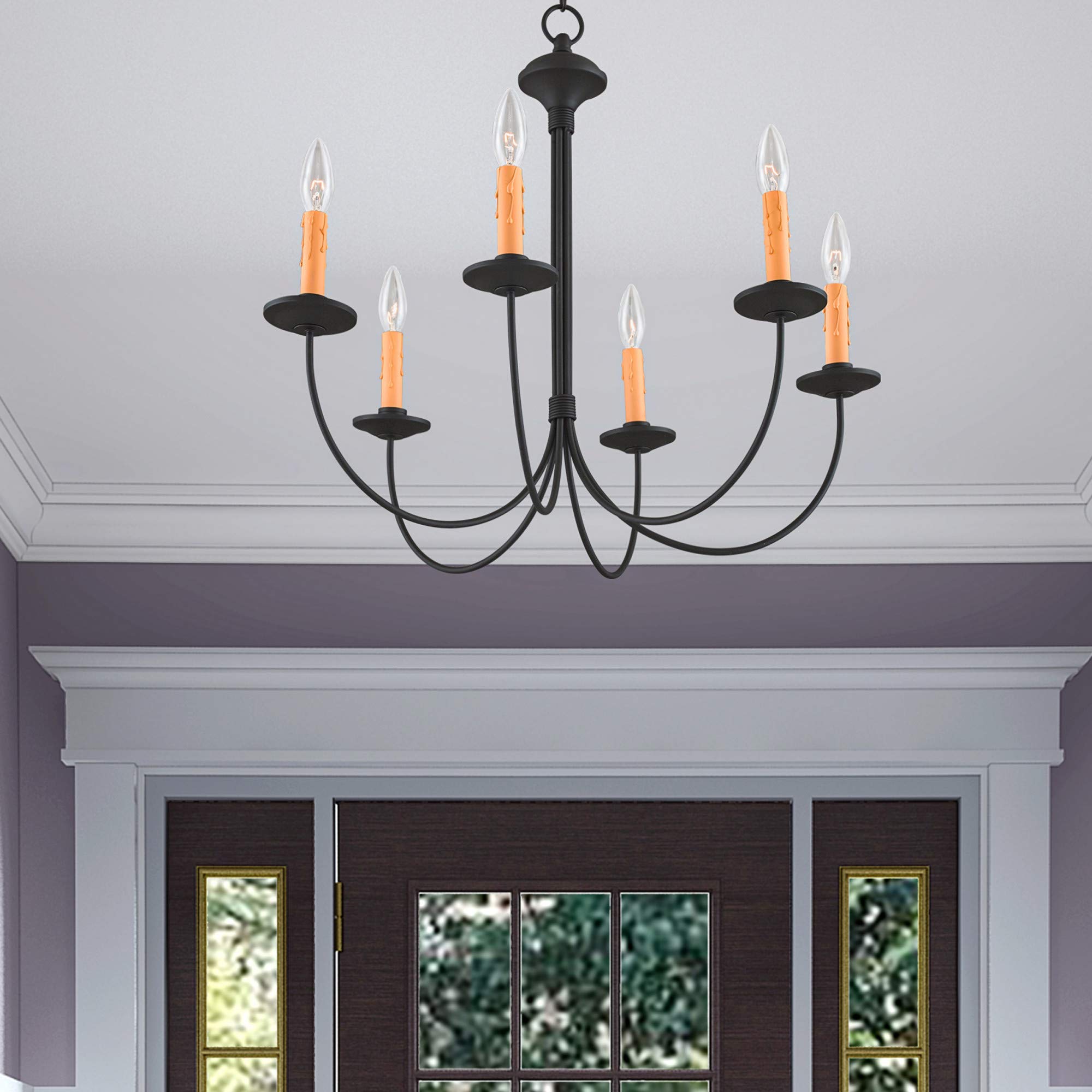 Livex Lighting 4456-04 Heritage 6-Light Black Chandelier - Elegant Dining Room & Bedroom Ceiling Fixture for Modern & Traditional Homes