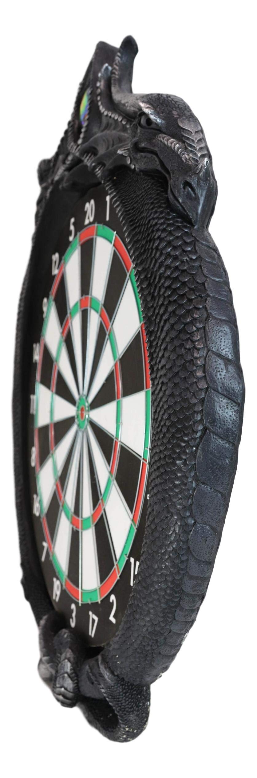 Ebros Gift Fantasy Gothic Dual Dragon Scales Dart Board with Gemstones - Medieval Gaming Wall Decor for Dungeons & Dragons, Game Room & Home - Includes Red & Blue Darts for Indoor Entertainment & Themed Parties