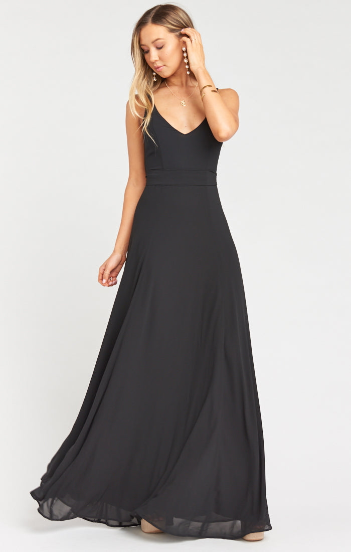 Jenn Maxi Dress - Elegant Black Chiffon Long Dress for Women | Perfect for Weddings, Parties & Special Occasions