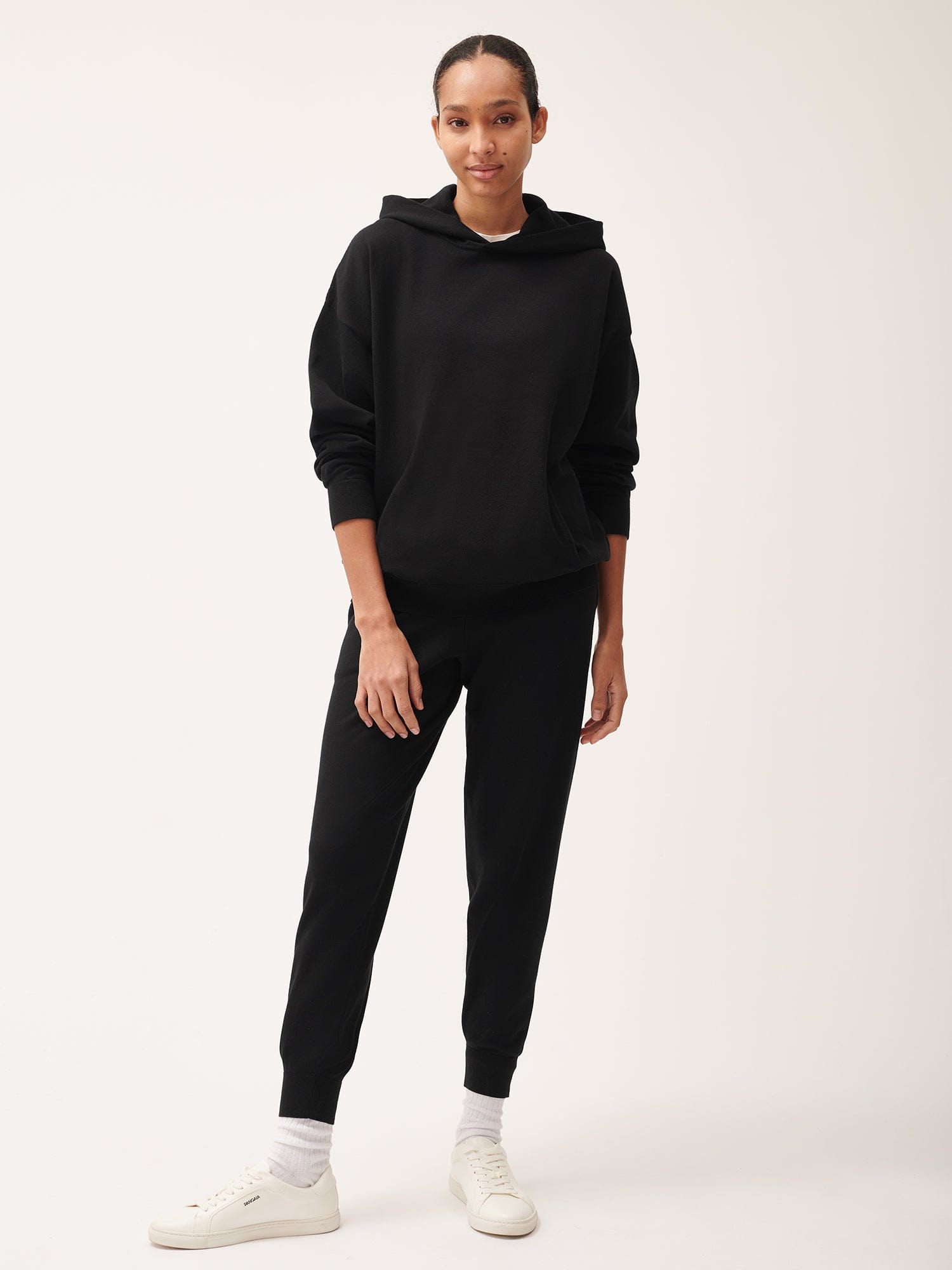 Women's DNA Knitted Hoodie - Soft Stretch Pullover Sweatshirt with Kangaroo Pocket | Black Cozy Casual Wear for Fall Winter, Gym, Lounge & Outdoor Activities