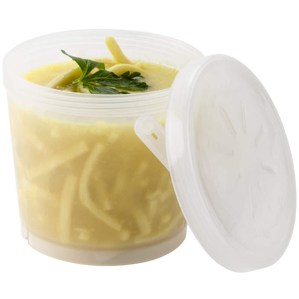 GET EC-13-1-CL 16oz Clear Plastic Take-Out Soup Containers with Lids (12-Pack) - Perfect for Restaurants, Catering & Food Delivery Services