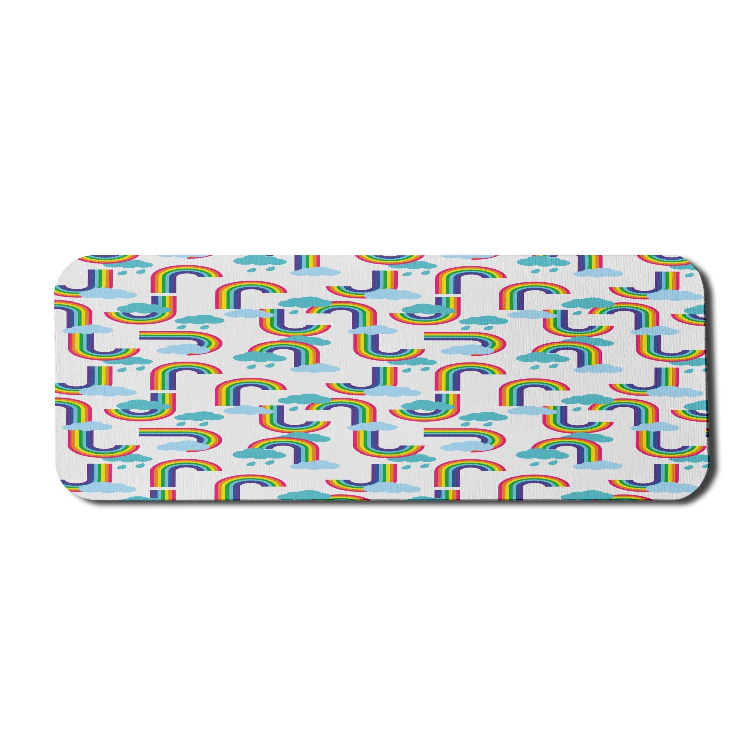 Ambesonne Cartoon Computer Mouse Pad with Rainbow and Clouds Sky Pattern - Non-Slip Rubber Gaming Mousepad (31