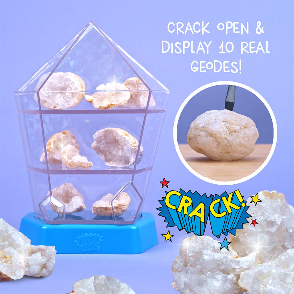 Wow in the World: Break Open Crystal Geodes Kit - Science STEM Educational Toy for Kids - Discover Real Crystals & Minerals - Perfect for Birthday Gifts & Classroom Geology Activities
