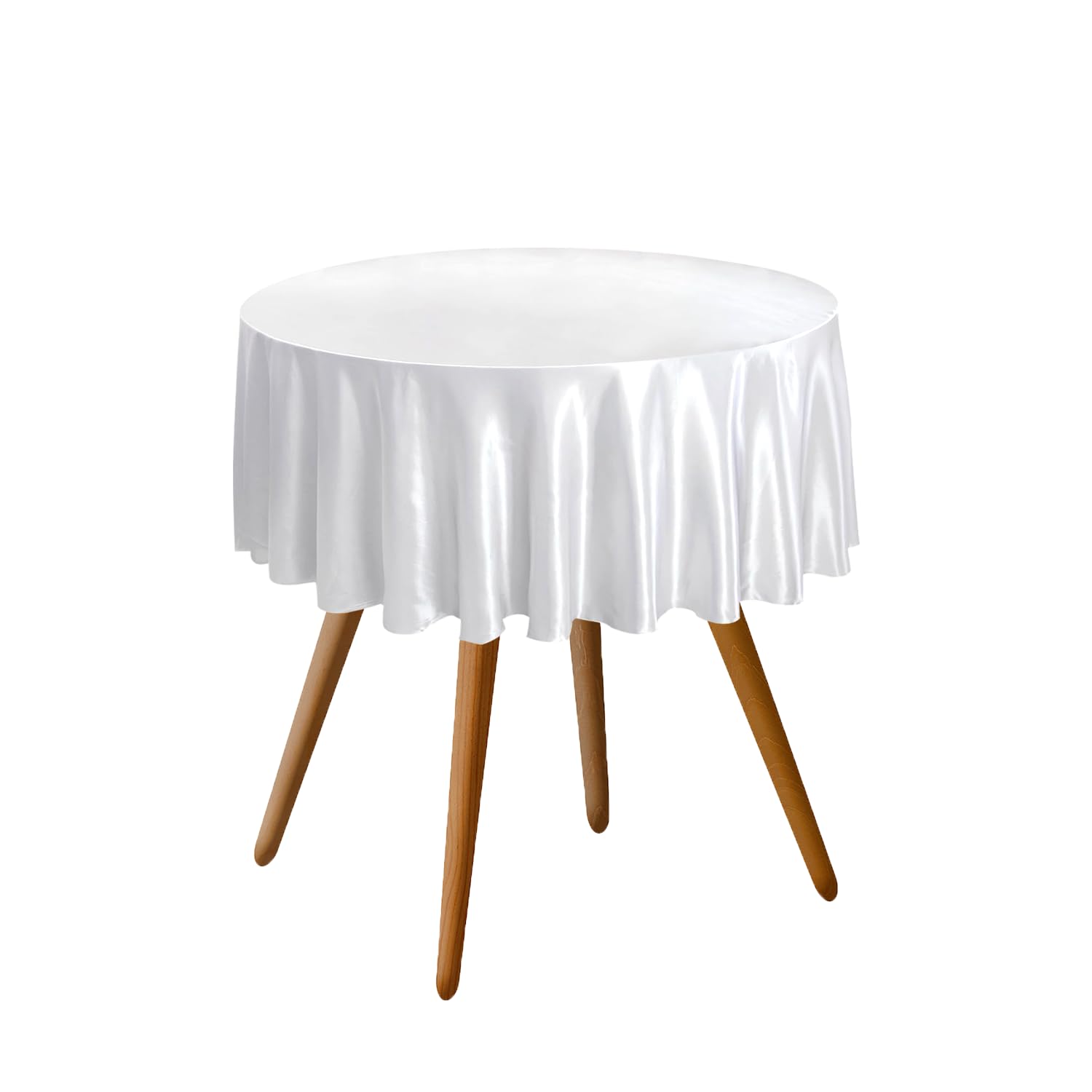 57 Inch Round Tablecloth - Premium Satin Fabric Wedding Banquet, Birthday Party, Holiday Dinner Table Cover - Elegant White for Formal Events & Home Decor