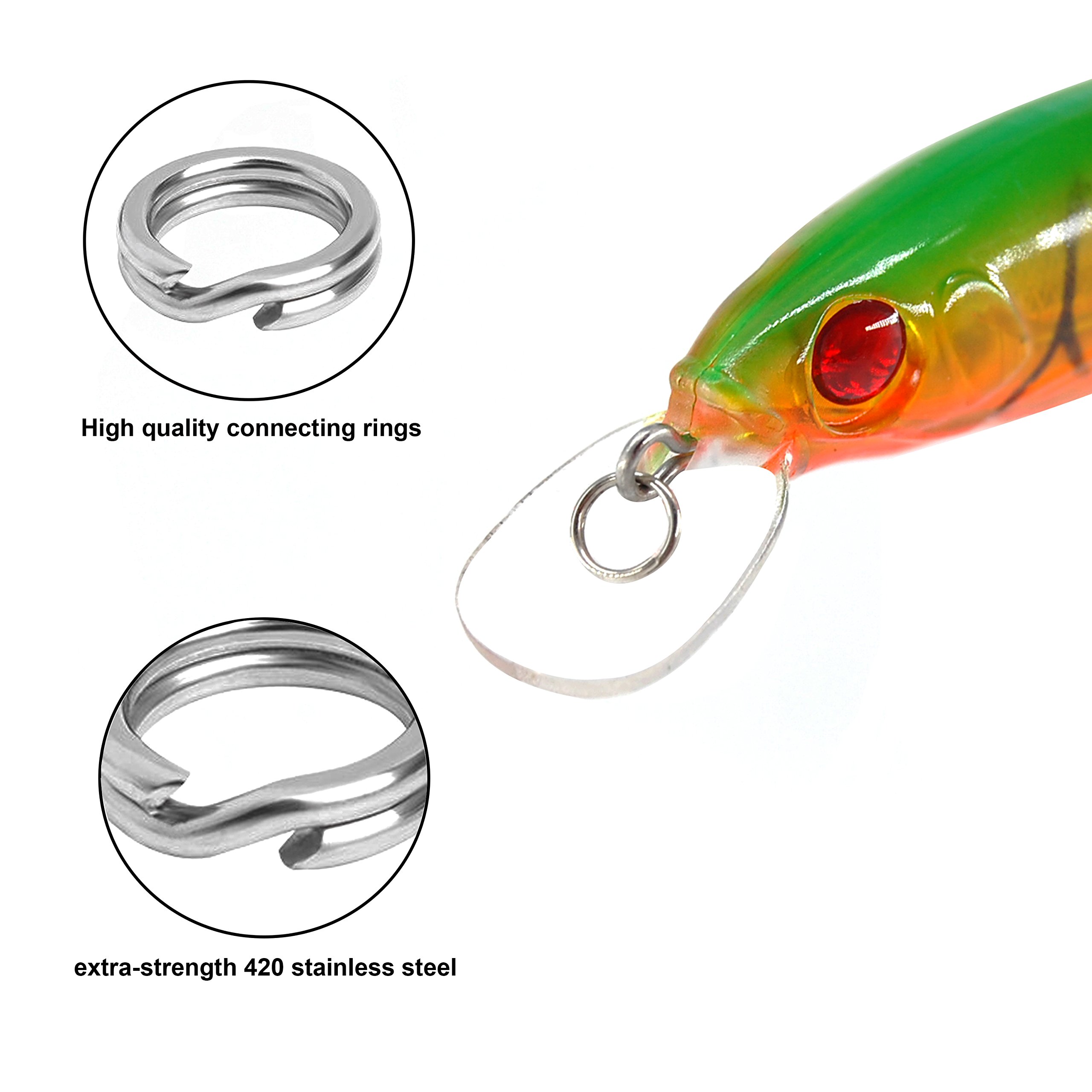 Heavy Duty Stainless Steel Fishing Split Rings - 100pcs Kit for Lure Connectors & Tackle - Saltwater & Freshwater Use
