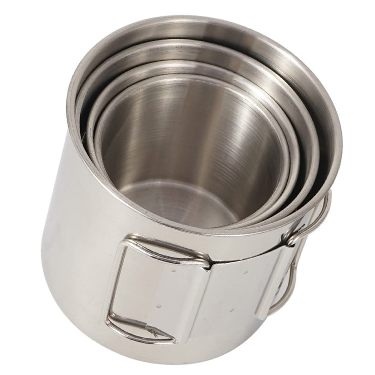 BESPORTBLE 4-Pack Camping Cups with Folding Handle - Portable Coffee Mugs & Cooking Pots for Outdoor, Hiking, Picnics, and Travel - Durable & Foldable Design Saves Space