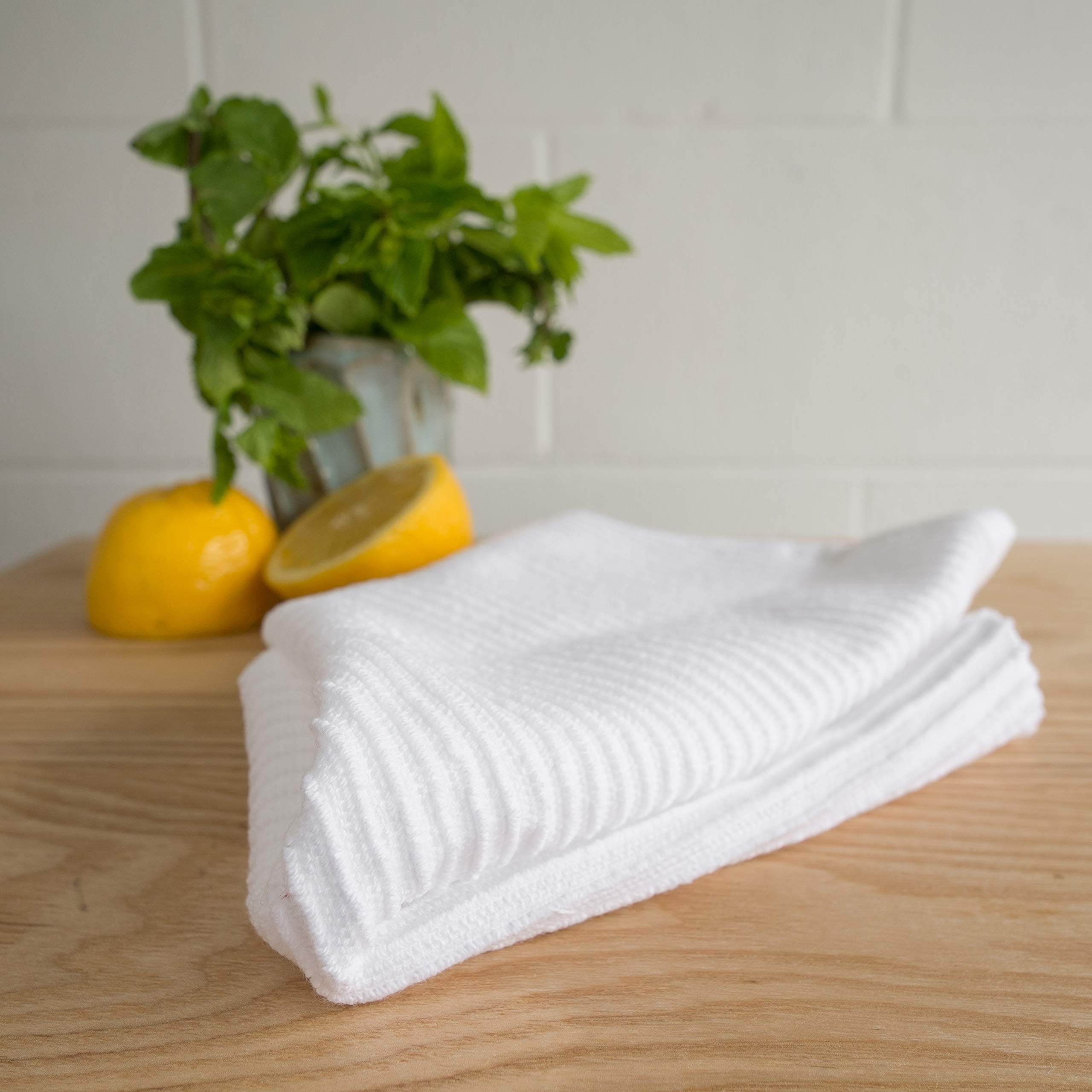 Now Designs Ripple Kitchen Dishcloth Set of 4 - Premium Absorbent White Dish Towels for Washing Dishes, Cleaning Countertops & Drying Hands - Perfect for Kitchen, Dining & Household Use