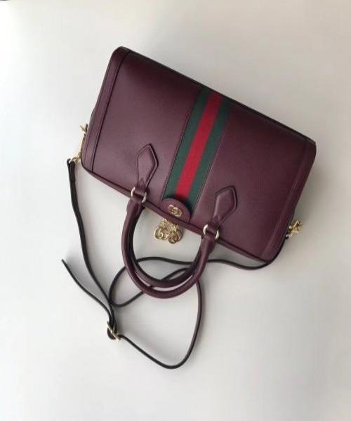 Gucci Ophidia Medium Top Handle Bag in Burgundy - Luxury Leather Crossbody Purse for Women, Perfect for Work, Travel & Evening Events