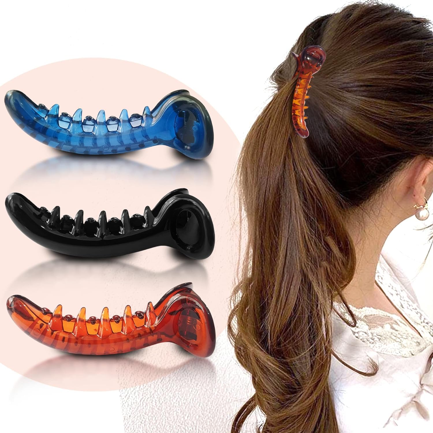 BIRDWARE Banana Hair Clips for Women - 3 Pack Medium Claw Clips (Black & Brown) - Perfect for Ponytails, Buns & Everyday Hairstyles