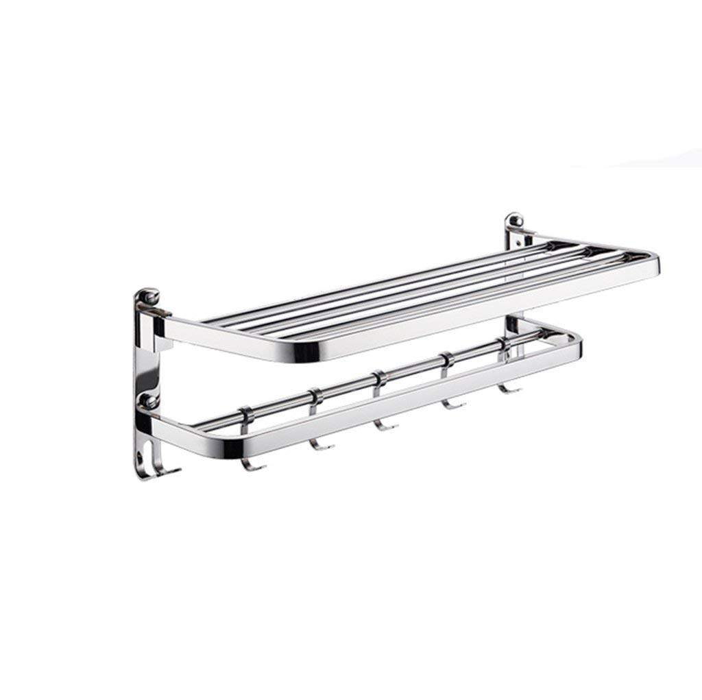 Stainless Steel Wall Mounted Towel Rack - Brushed Finish Collapsible Bathroom Shelf for Hotels & Homes | Space Saving Kitchen & Bathroom Storage Organizer | Perfect for Small Spaces, Apartments & RV Living