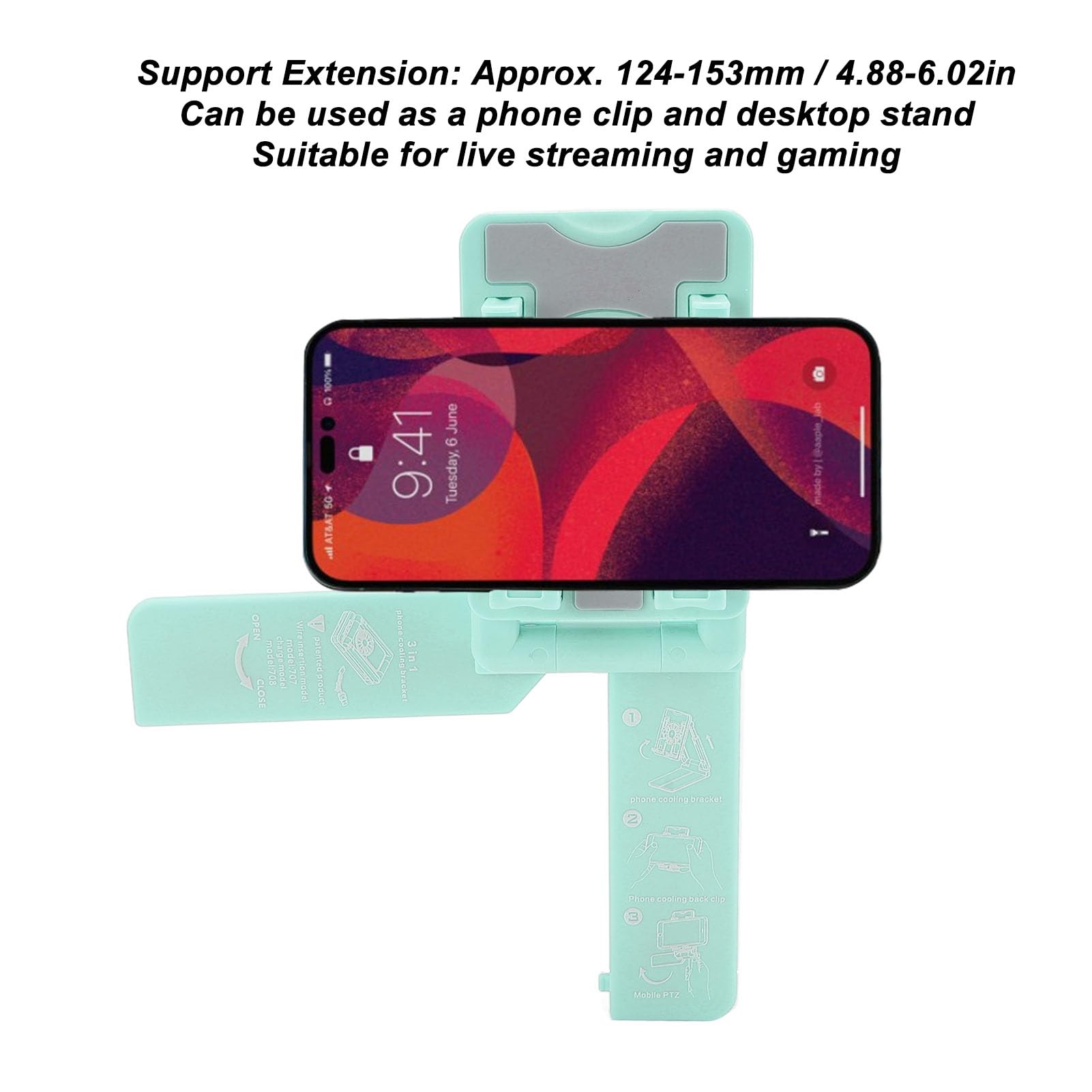 Sorandy Phone Cooler with RGB Light - Adjustable Stand & Cooling Fan for Android & iPhone - Perfect for Gaming & Work