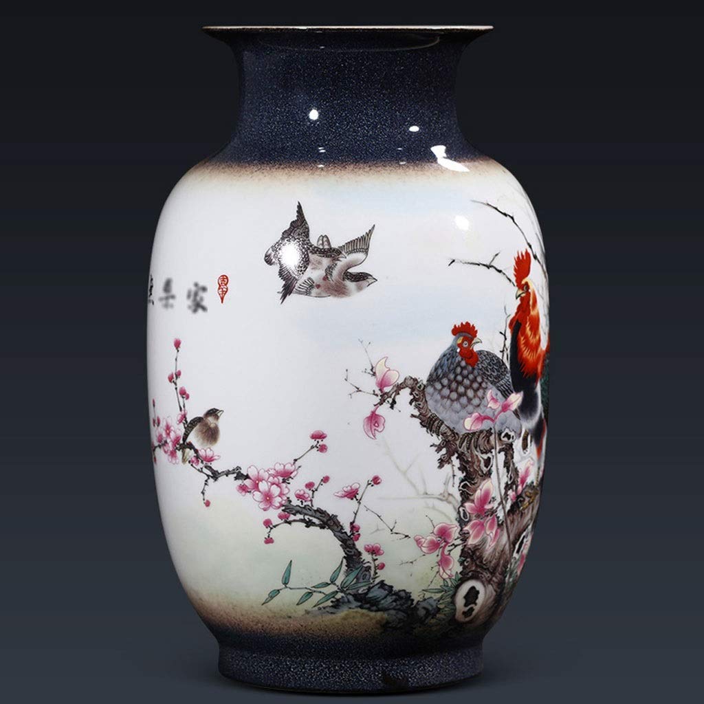 Hand-Painted Large Ceramic Vase - 12.9 Inch Decorative Flower Vase with Artistic Motifs | Perfect for Home Decor, Wedding Centerpieces & Living Room Accents