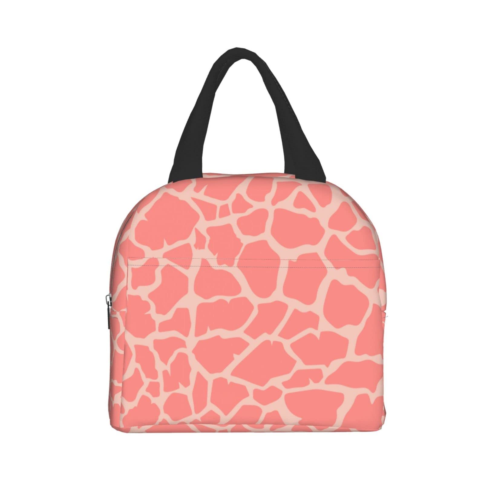 Pink Cow Print Insulated Lunch Box - Reusable & Portable Lunch Bag for Men & Women - Perfect for Work, Travel, Picnic & School Lunch Containers