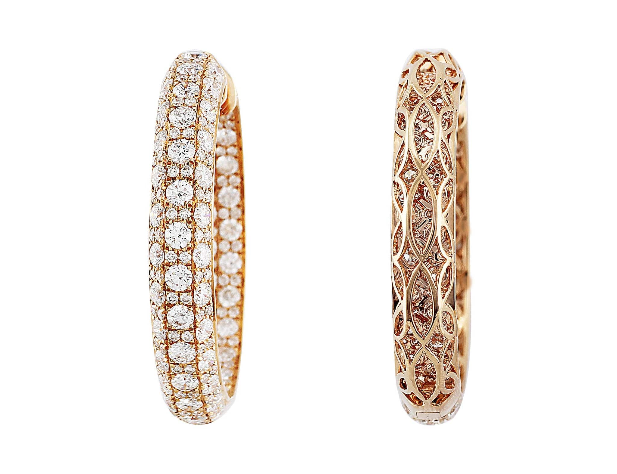 18K Rose Gold 9.96cttw Diamond Hoop Earrings for Women - Luxury Statement Jewelry for Parties, Weddings & Special Occasions