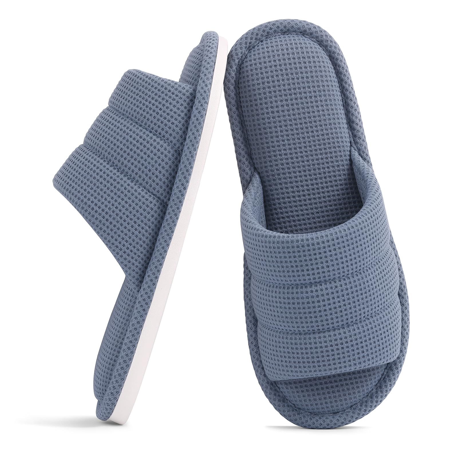 Breathable Waffle Summer Slippers for Women & Men - Open Toe House Shoes for Indoor Comfort | Perfect for Home, Spa, and Relaxation