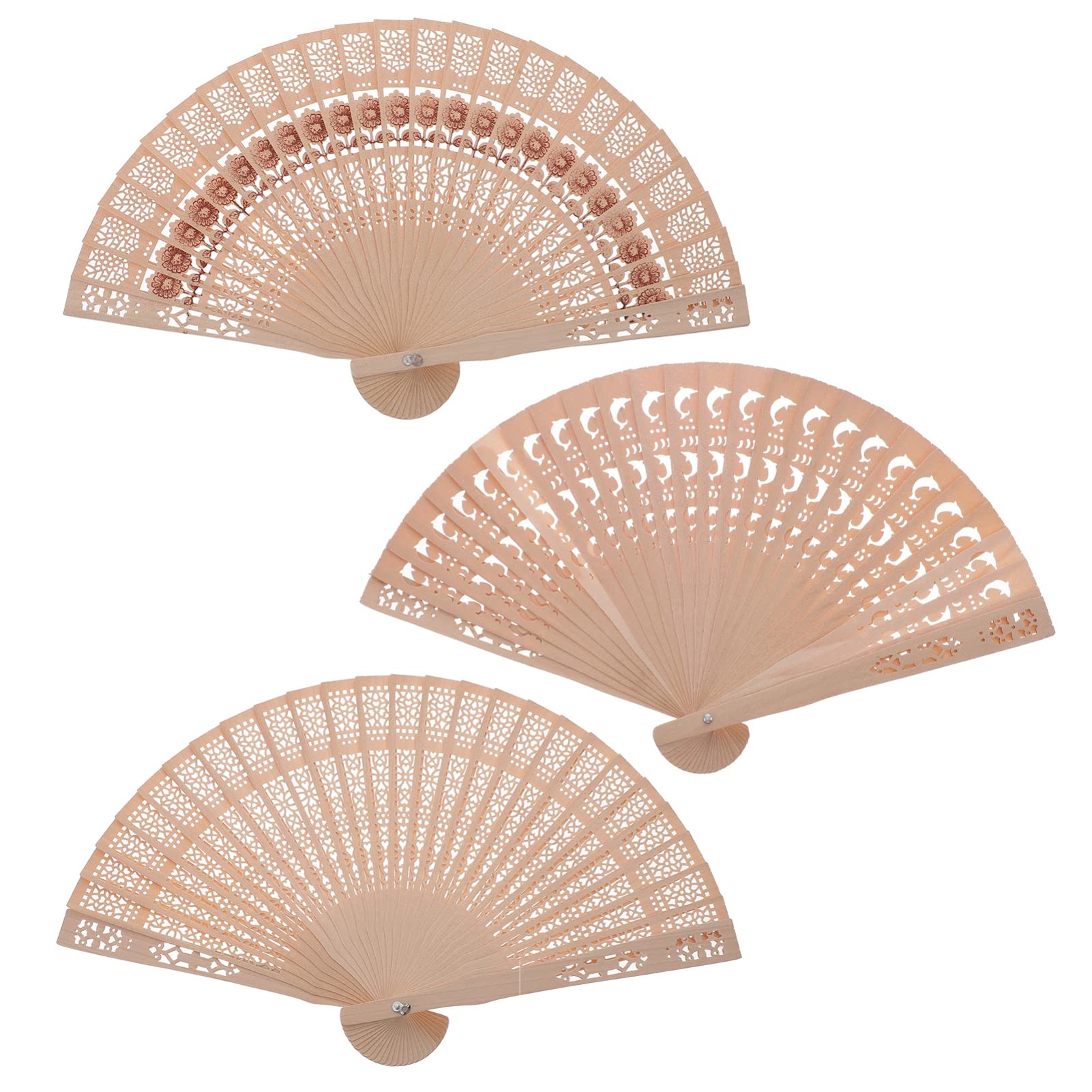 Abaodam 5pcs Sandalwood Folding Hand Fan - Chinese Decorative Wooden Fan for Home Decor, Wedding Favors, and Cultural Gifts - Perfect for Parties, Events, and Asian Themed Decorations