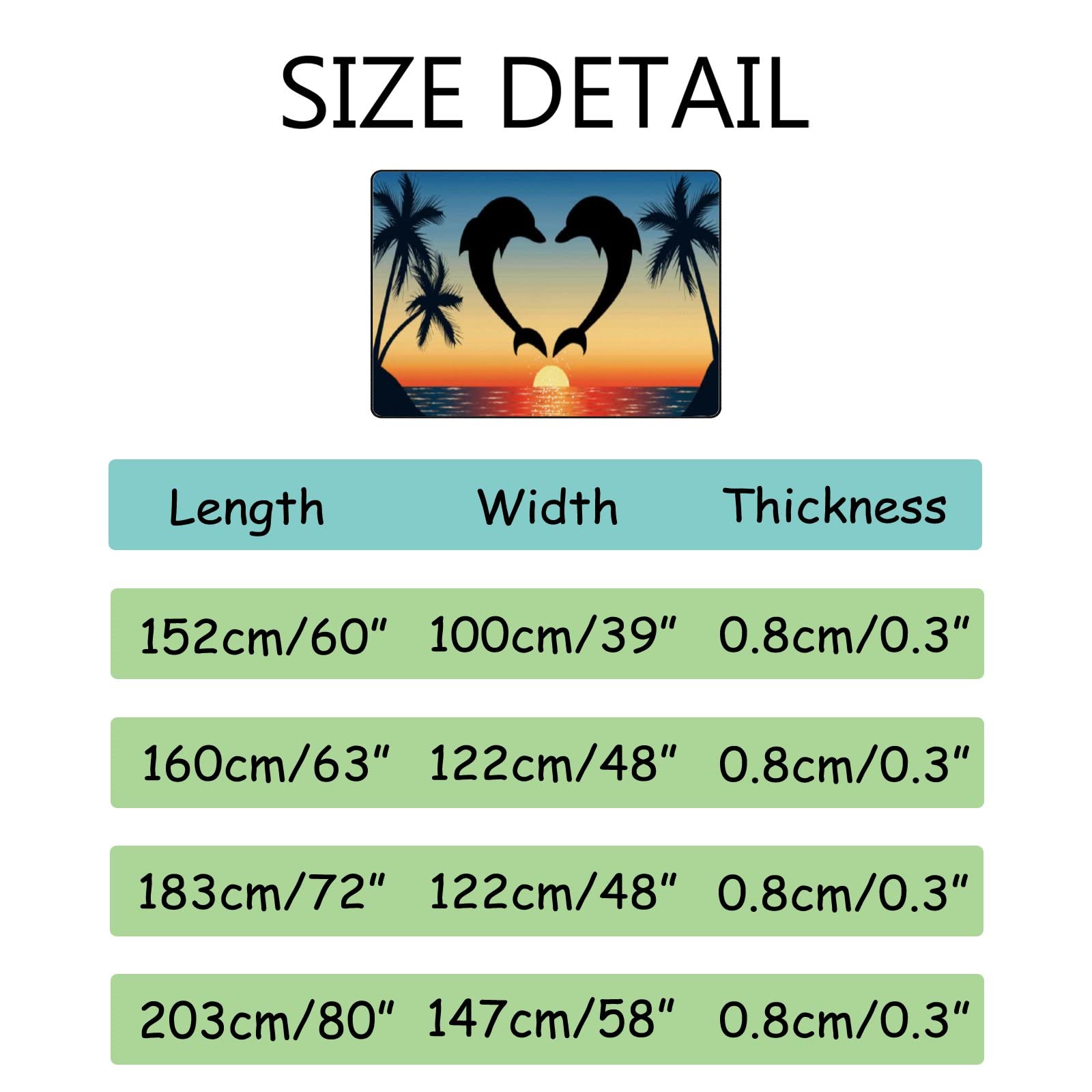 **Non-Slip Dolphin Love Large Area Rug 60x39 Inch - Soft Floor Carpet for Living Room, Bedroom, Kids Room, Playroom & Yoga - Perfect for Home Decor and Comfort**