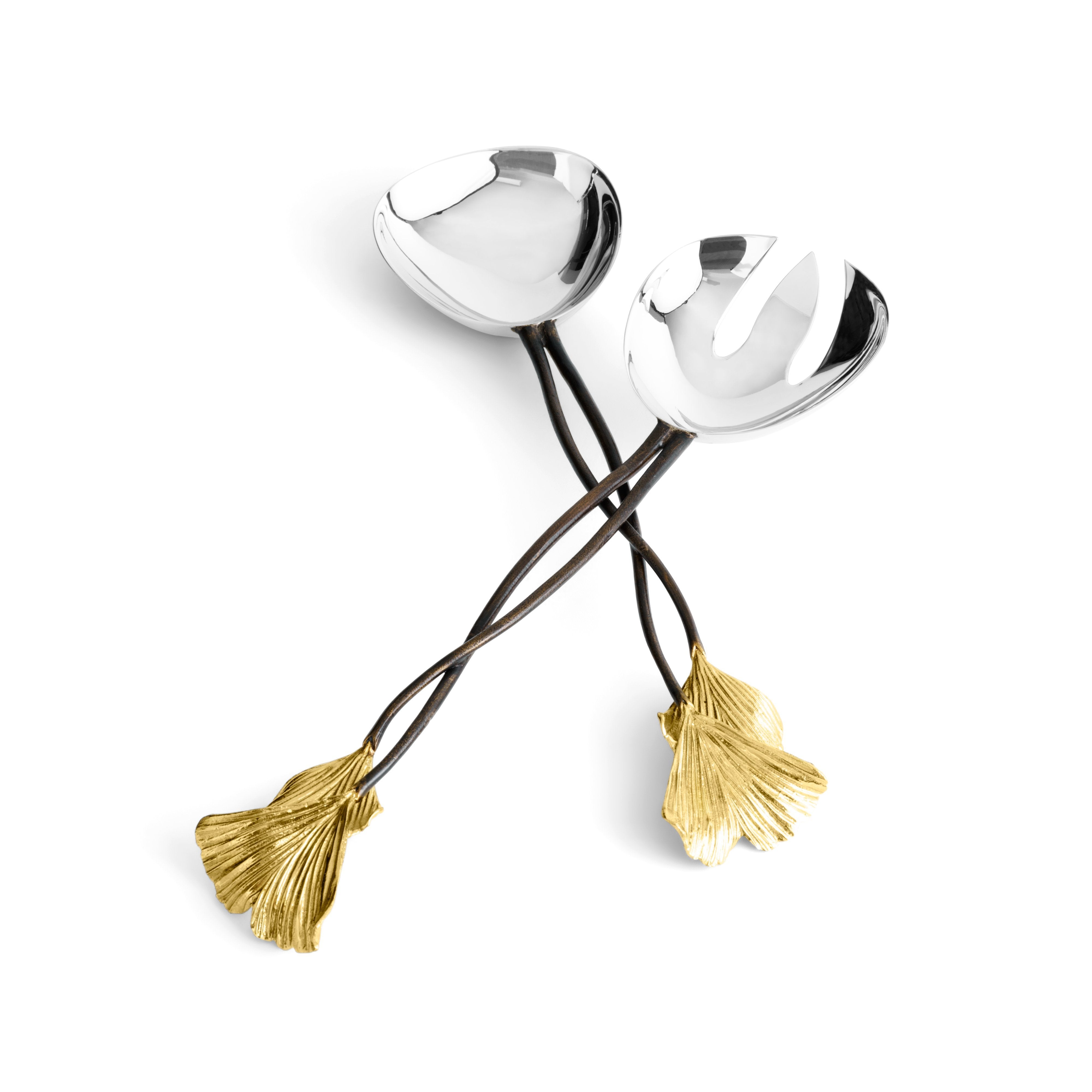 Premium Golden Ginkgo Leaf Serving Set - Elegant Stainless Steel Utensils for Tea, Coffee, and Dessert - Perfect for Dinner Parties, Afternoon Tea, and Gifts