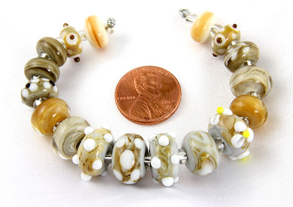 Handmade Tawny Brown Lampwork Glass Beads Set - 50pcs for Jewelry Making, DIY Crafts, Bracelets & Necklaces - Perfect for Bohemian Style Accessories & Gift Giving
