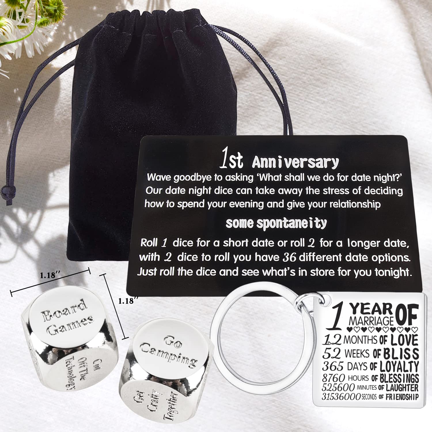 LittleBlueDeer 1st Wedding Anniversary Gifts for Couples - Romantic 1 Year Marriage Keepsake for Him & Her - Perfect 1st Anniversary Present for Wife or Husband - Ideal for Date Nights & Special Celebrations