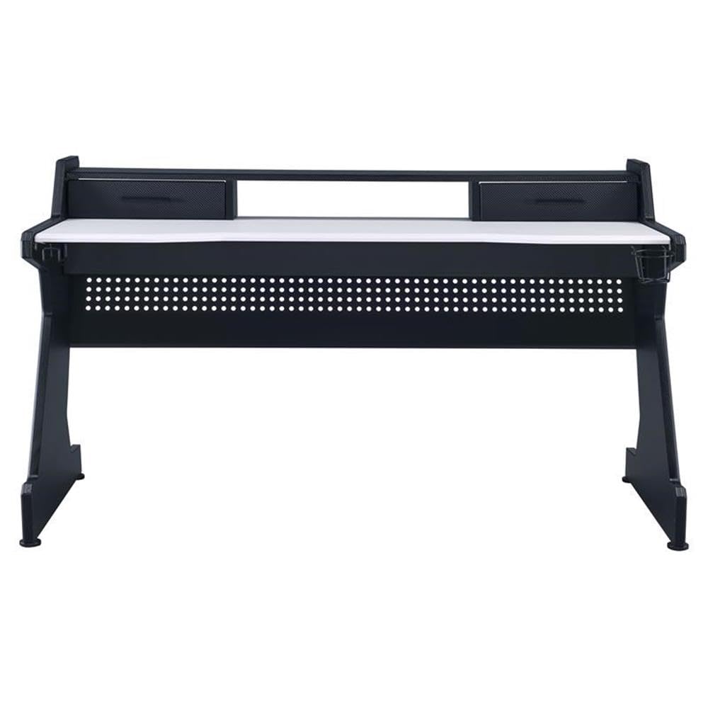 Acme Bigga Wooden 2-Drawer Gaming Table with Sturdy Metal Frame - Black & White Finish | Perfect for Board Games, Poker Nights & Home Office Use