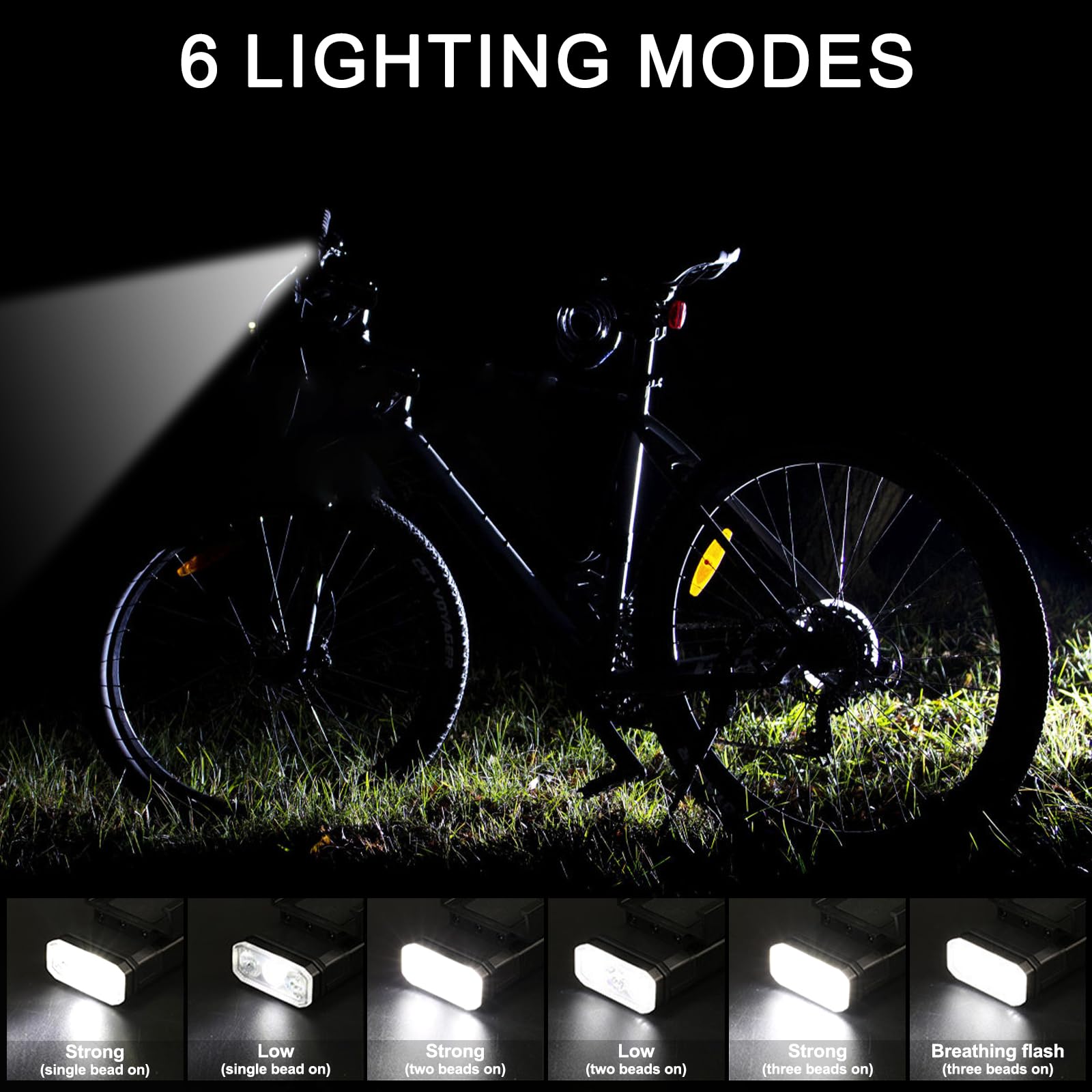 17 LED 25500 Lumen Rechargeable Bike Light - USB 10000mAh Battery, 4 Mode Cycling Headlight with Digital Power Display | Wide Beam Bicycle Lights for Night Riding, Commuting & Outdoor Adventures