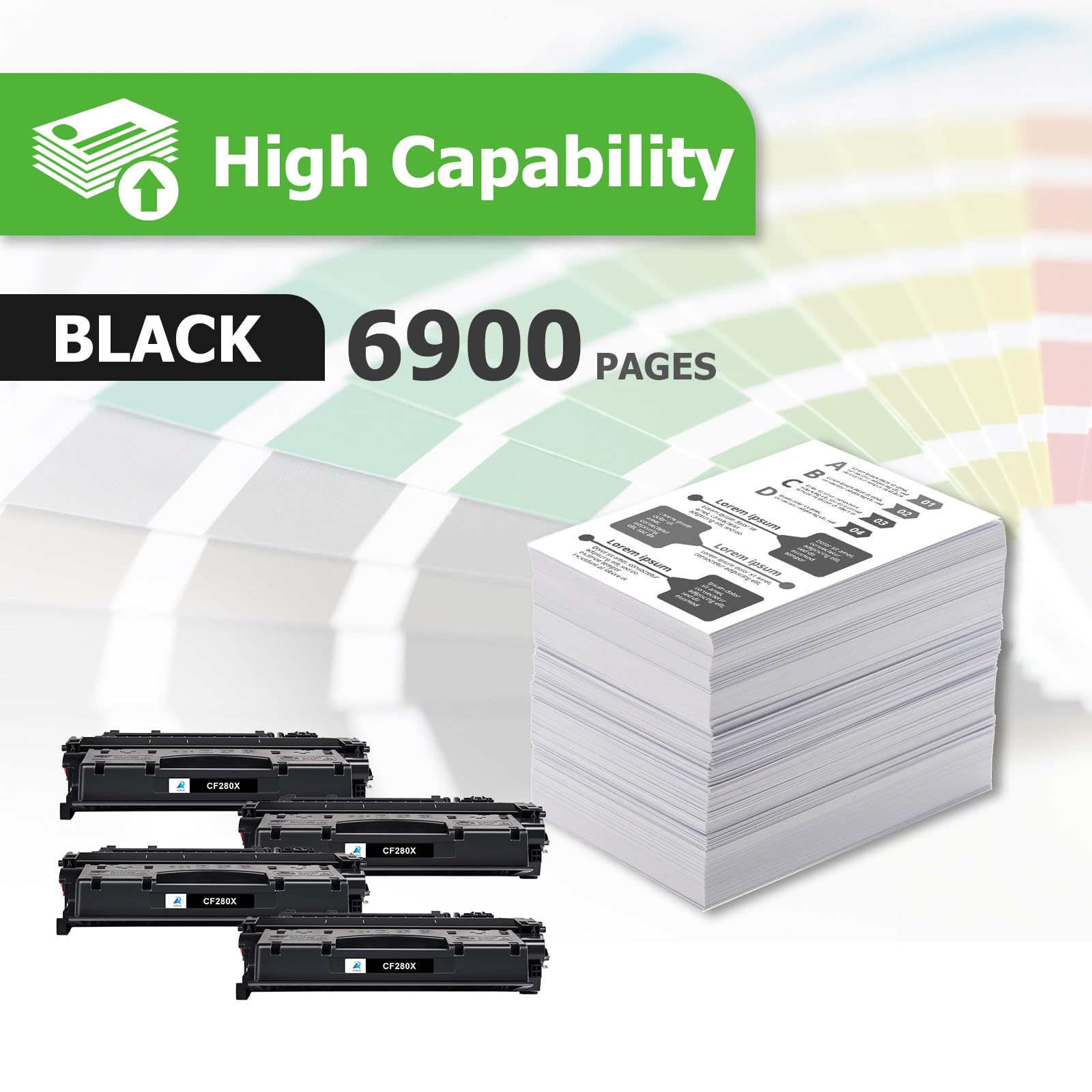 Compatible Toner Cartridge Replacement for HP 80X CF280X 80A CF280A - Works with HP Pro 400 M401A M401D M401N M401DNE MFP M425DN Printers - High Yield Black Ink (4-Pack) - Perfect for Office & Home Printing Needs