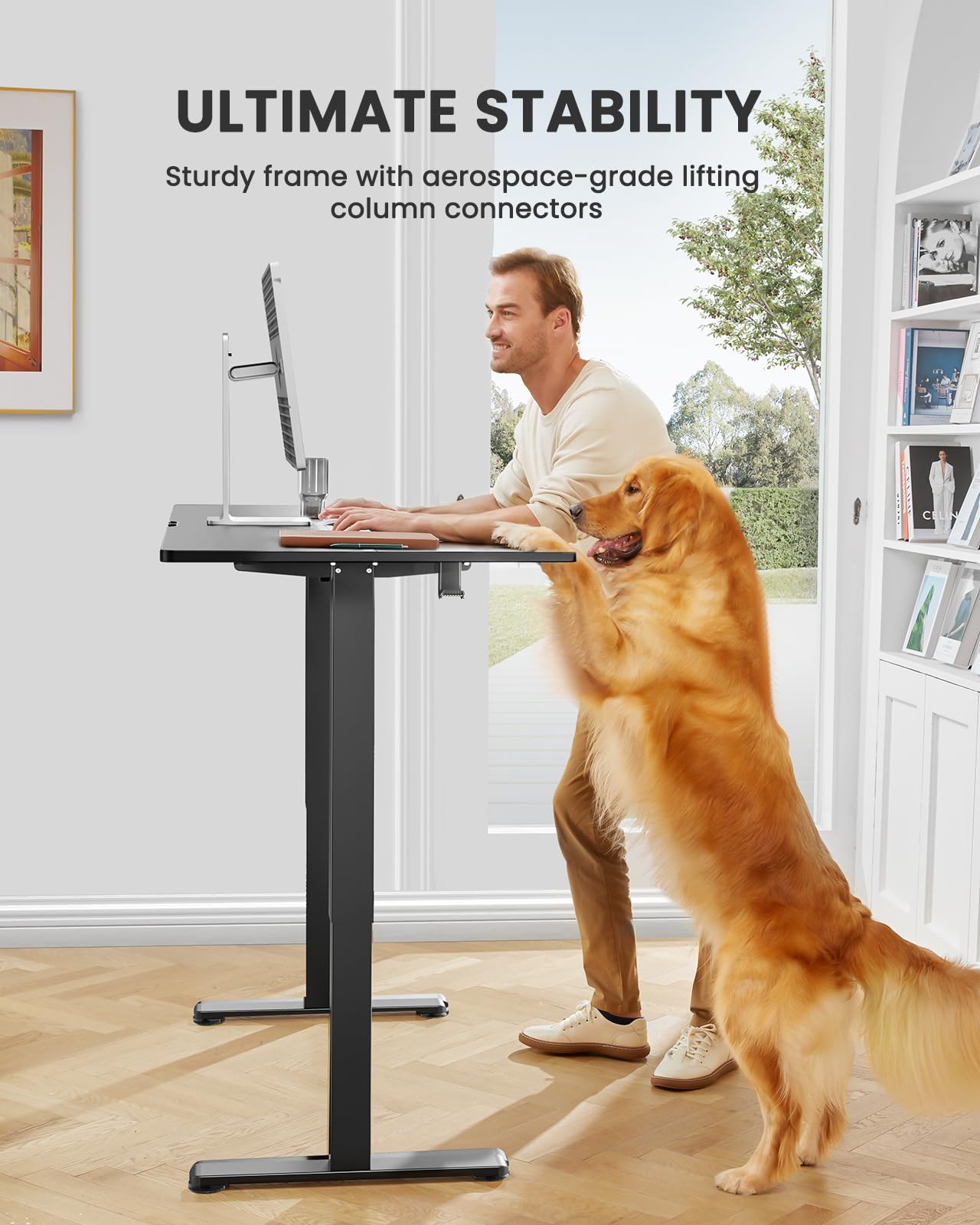 ErGear 40 x 24 Inches Electric Height Adjustable Standing Desk - Memory Function Sit Stand Home Office Desk with Splice Board (Black) | Perfect for Small Spaces, Remote Work & Ergonomic Workspace Setup