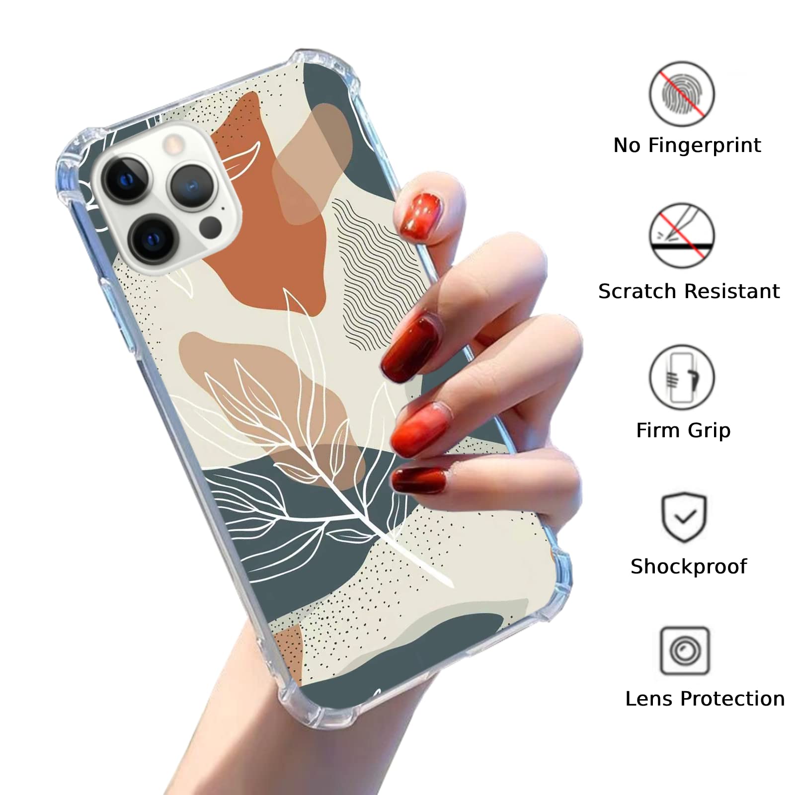 Floral Abstract Modern Art Phone Case for iPhone 16 Pro - Boho Minimalist Botanical Design, Trendy Cool TPU Bumper Cover - Perfect for Everyday Use, Office & Travel Protection