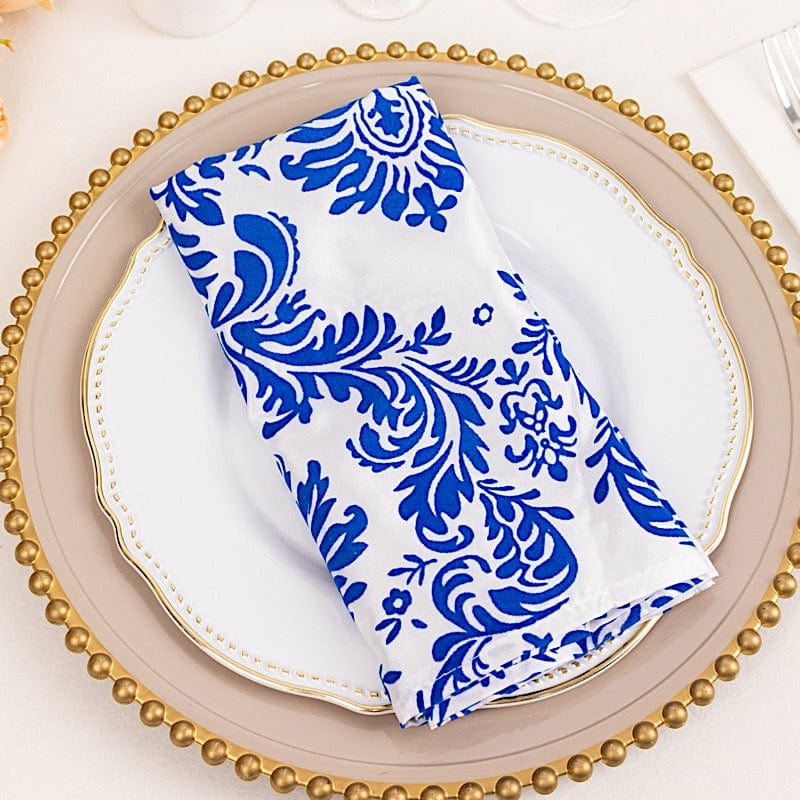 5 Pack 20x20 Inch Damask Flocking Napkins - Elegant Dinner Party, Wedding, and Holiday Table Decor