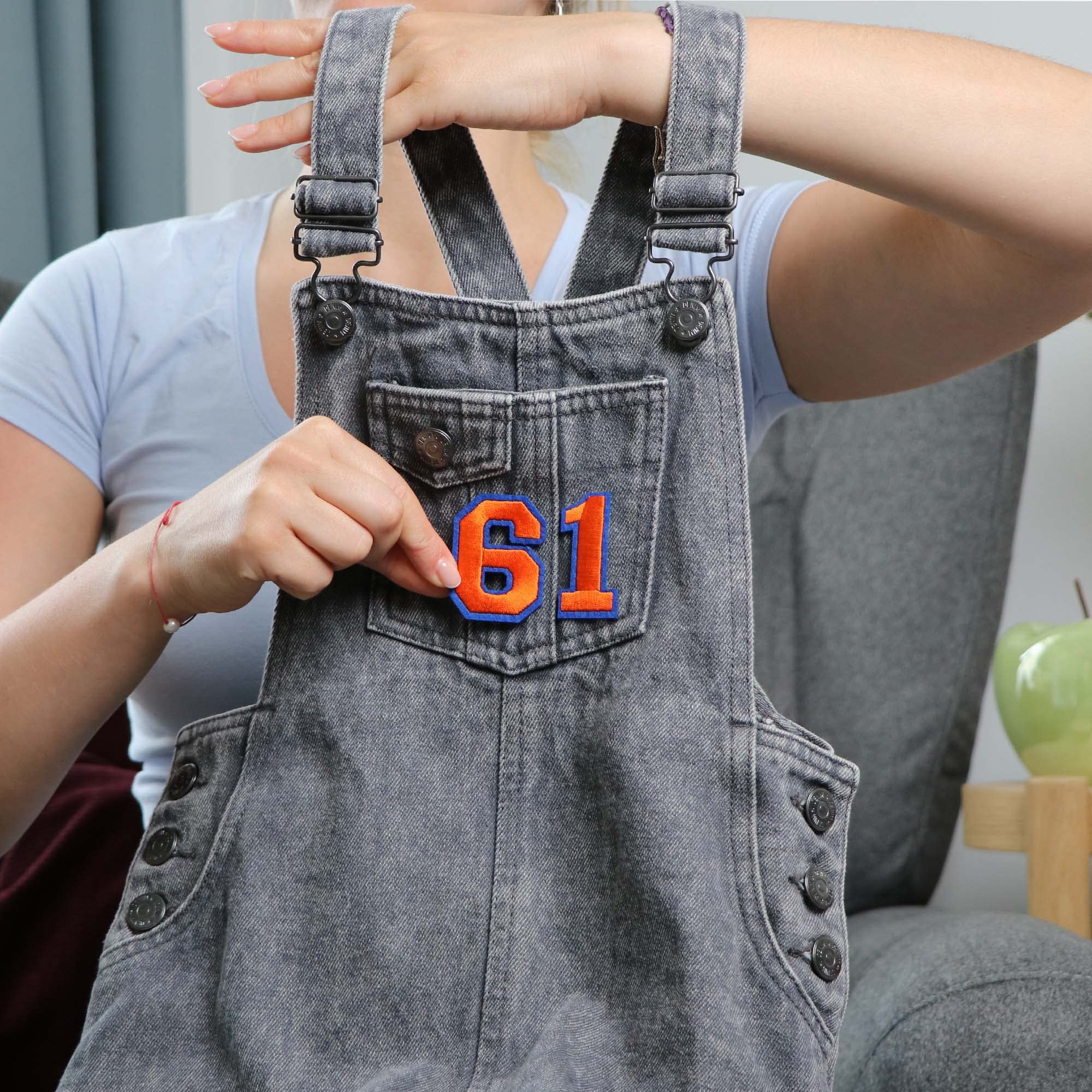 Oli and Alex Iron On Patches - 10pcs Orange Number Embroidered Patches (1inch) for Clothes Repair & Decoration - DIY Garment Customization for Jeans, Jackets, Backpacks & Kids Clothing