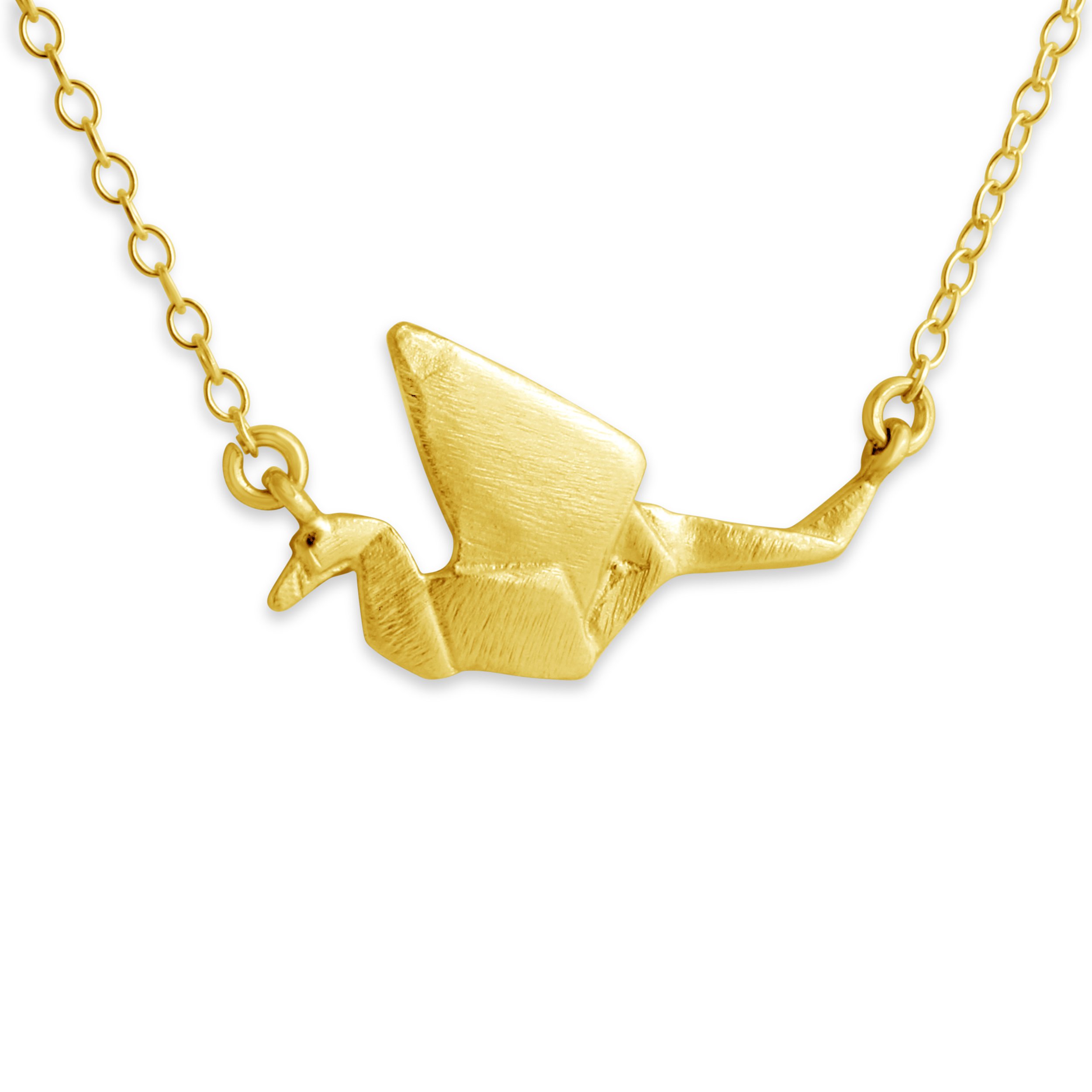 Azaggi Gold Plated Silver Origami Crane Charm Necklace - Elegant Sideways Paper Bird Pendant Jewelry for Women | Perfect Gift for Birthday, Anniversary & Special Occasions