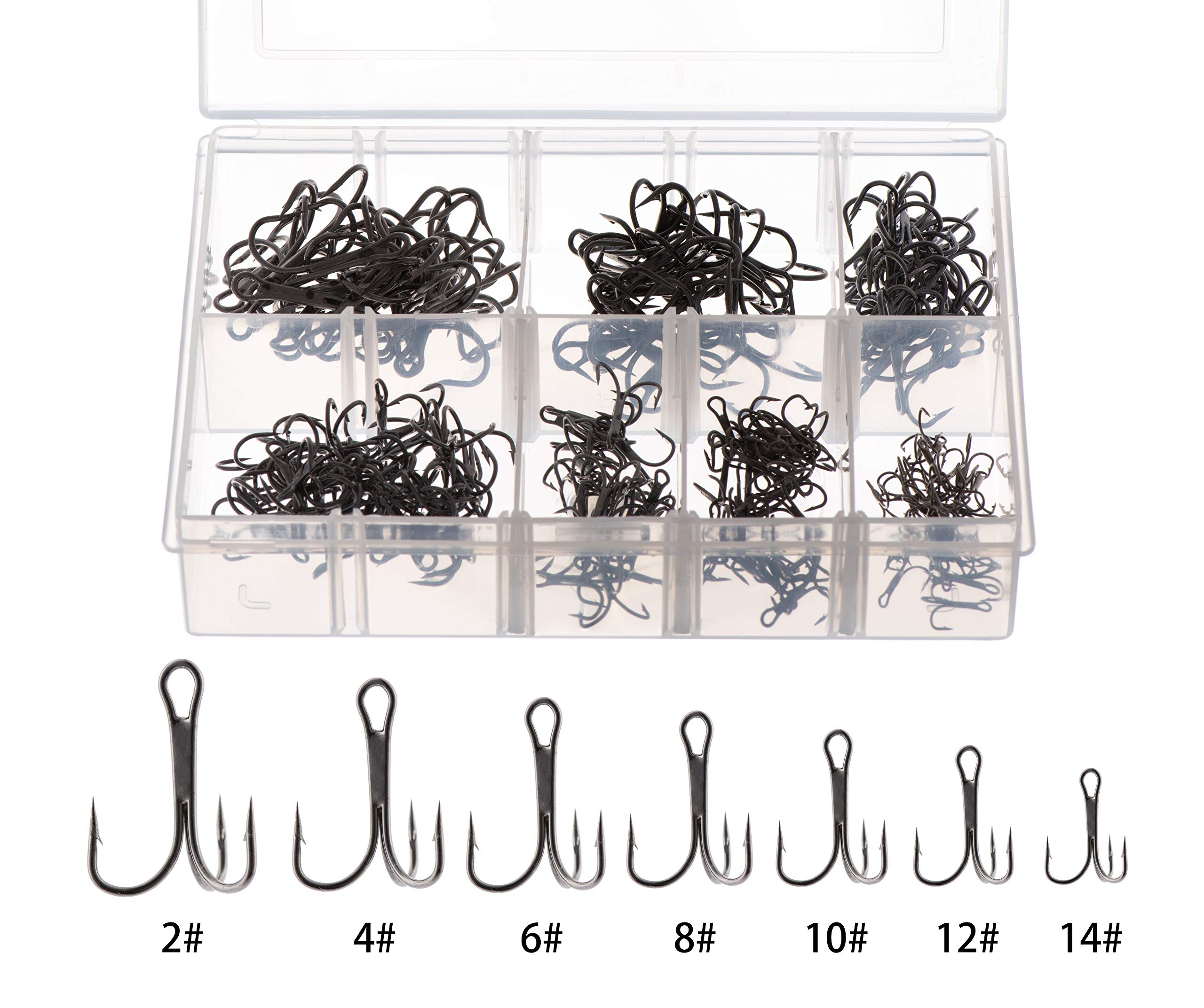 High Carbon Steel Fishing Treble Hooks Kit - 120pcs Sharp Round Bend Hooks for Lures & Baits - Saltwater & Freshwater Fishing Gear for Bass, Trout, Walleye