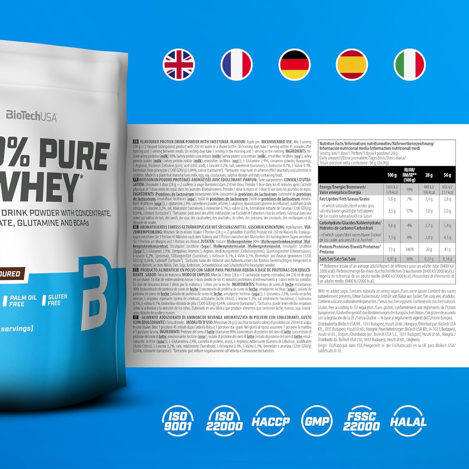 BioTechUSA 100% Pure Whey Protein Powder - 5lb (2.27kg) Vanilla Flavor for Muscle Recovery & Growth - Post-Workout Shake for Gym & Fitness Enthusiasts