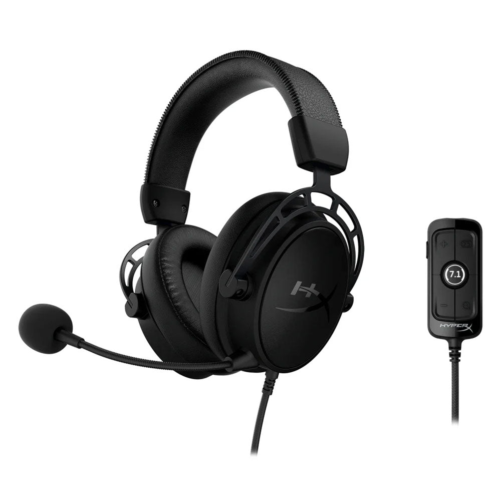 HyperX Cloud Alpha S Gaming Headset - Wired PC Headphones with 7.1 Surround Sound, Dual Chamber Drivers, Bass Adjustment & Noise Cancelling Mic (Black) - Perfect for Competitive Gaming, Streaming & Online Meetings