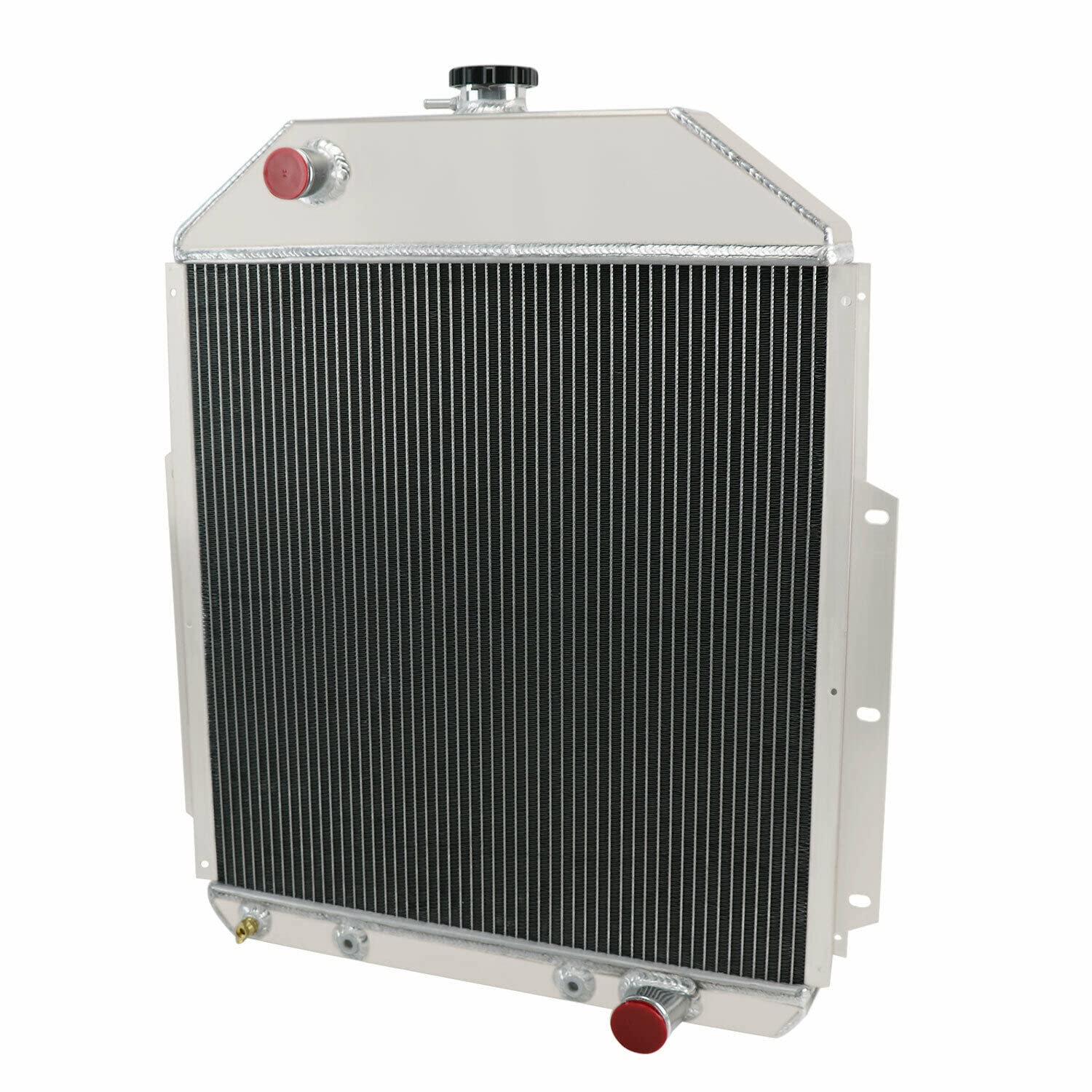 All Aluminum Radiator Cooler for Ford F1 F2 F3 Pickup Truck 1942-1952 & Chevy V8 Engine - 4 Row Radiator with Shroud Fan Relay Kits - Heavy Duty Cooling Solution for Classic Truck Restoration & Hot Rod Performance