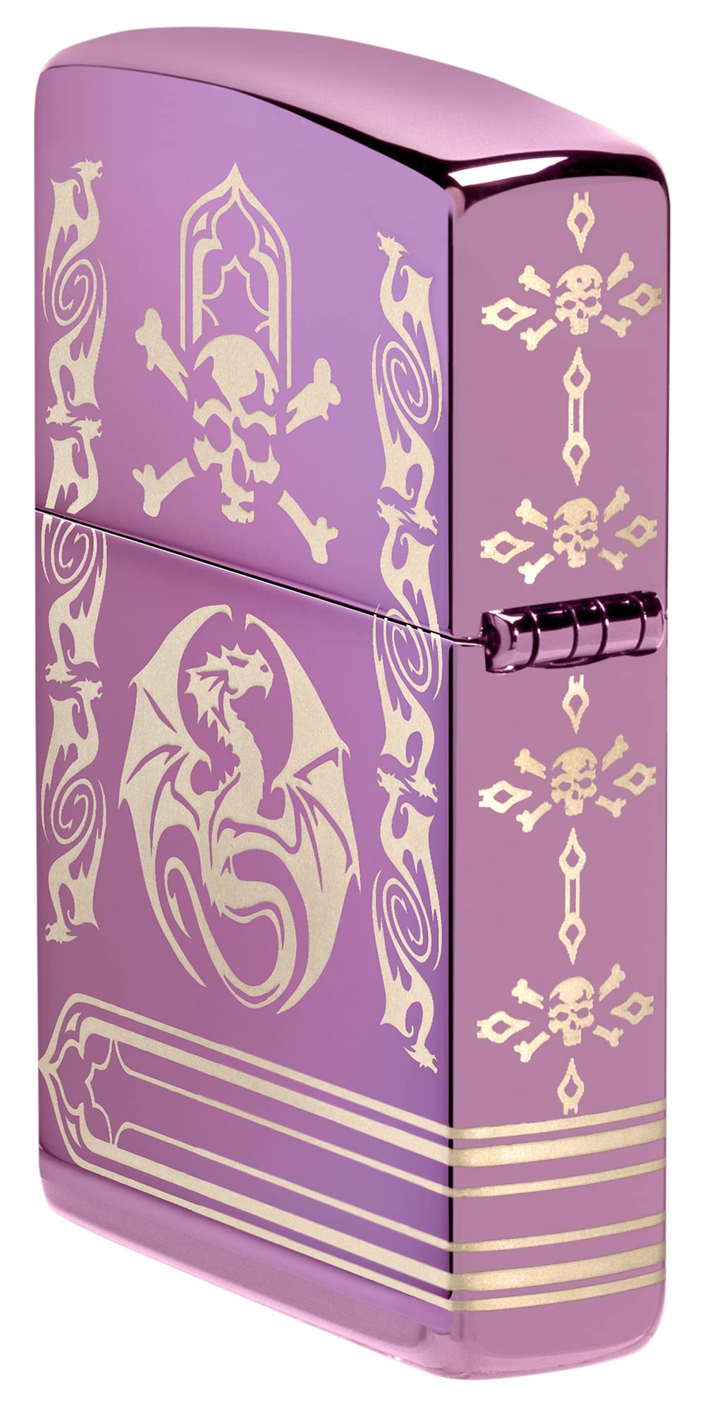 Zippo Anne Stokes Laser 360 High Polish Purple Pocket Lighter - Gothic Design Windproof Refillable Lighter for Collectors, Smokers & Outdoor Use (Camping, Hiking, Survival)