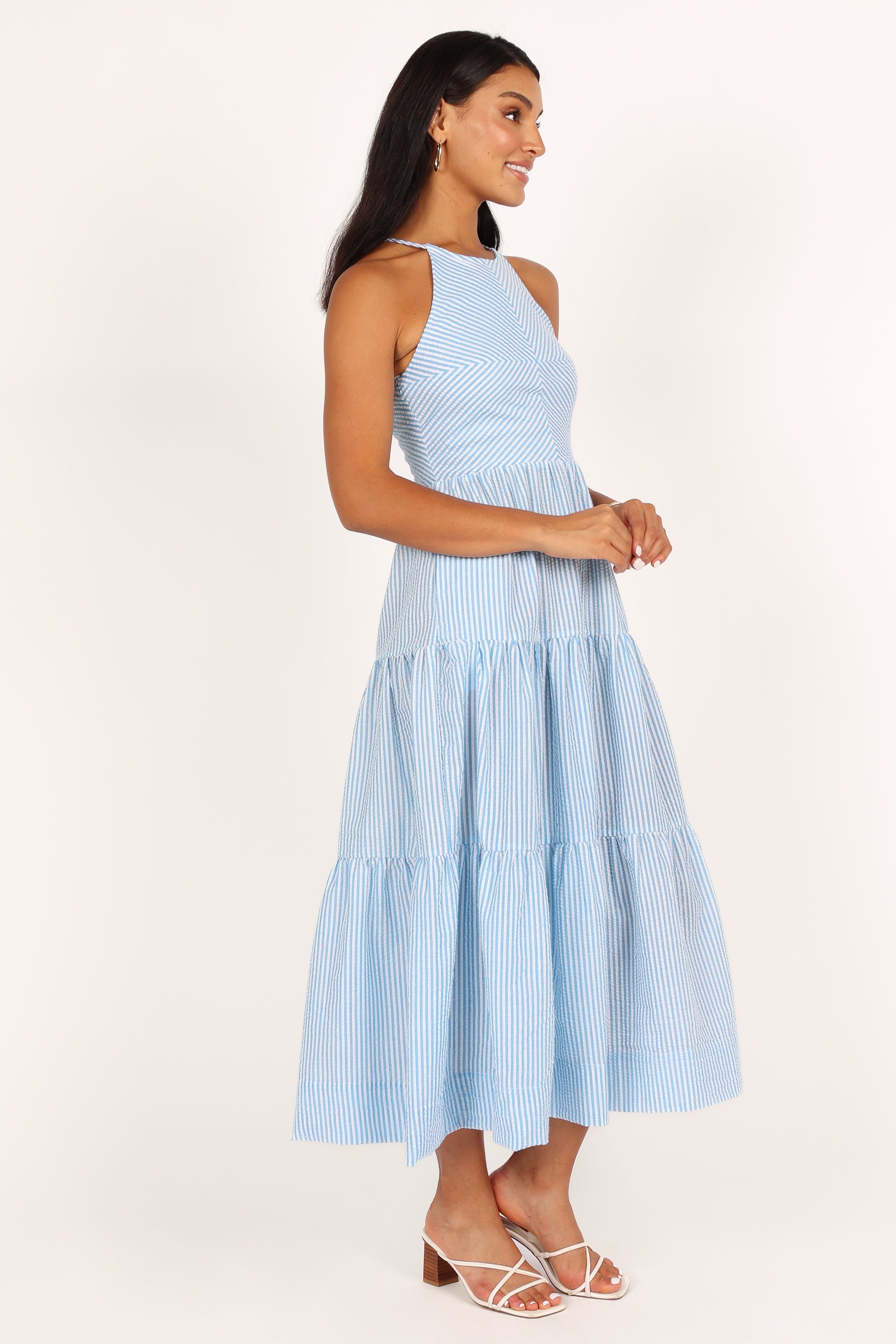 Caspian Tiered Maxi Dress - Blue Stripe Flowy Summer Dress for Women | Beach Cover Up, Vacation Outfit, Boho Chic Fashion