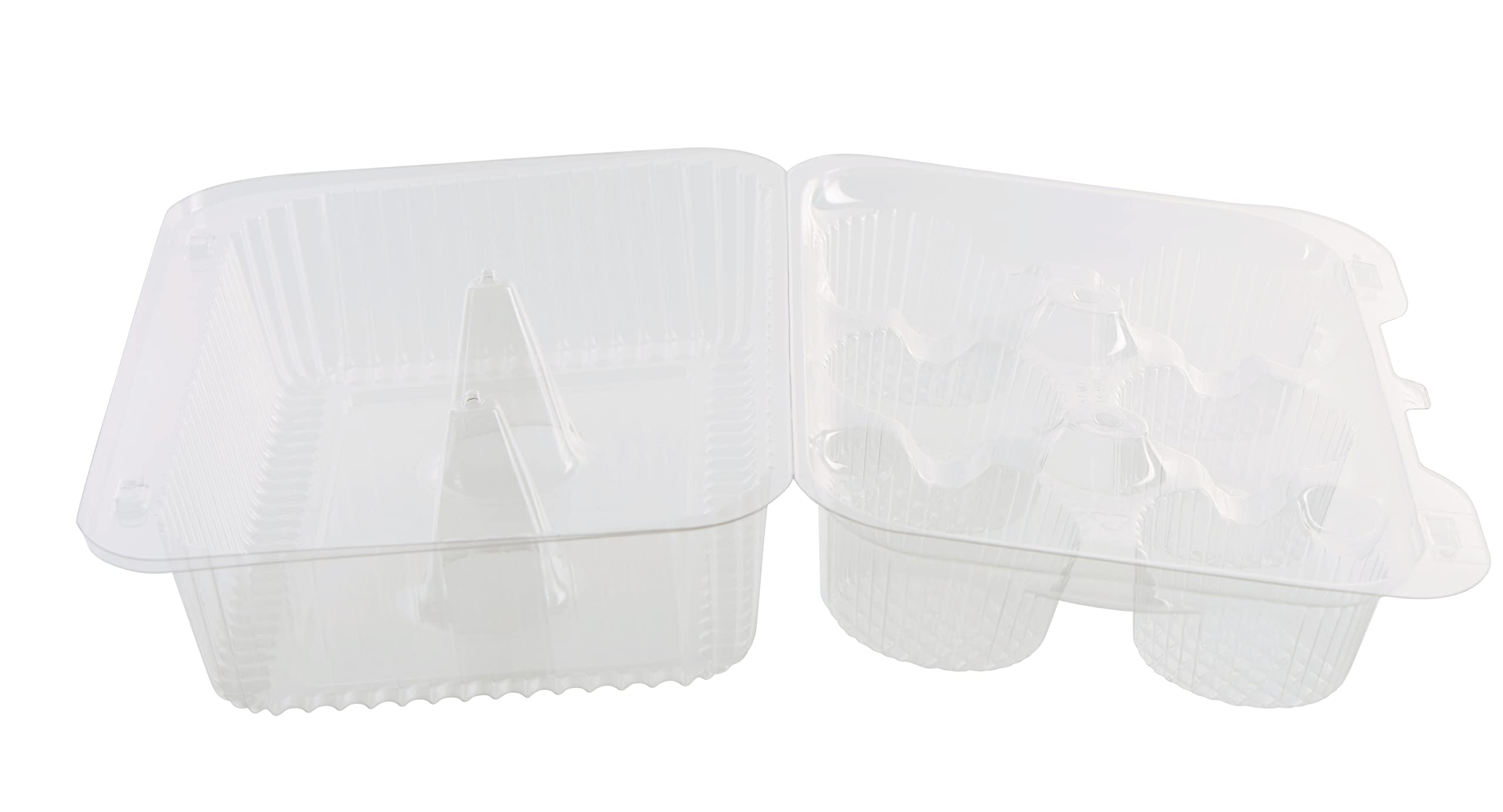 300 Pack Clear Plastic 6 Compartment Muffin Containers - Disposable Cupcake Boxes with Hinged Lid - 6 Cavity Bakery Holders for Cupcakes, Muffins & Desserts - Perfect for Wedding, Party, Takeout & Bakery Storage