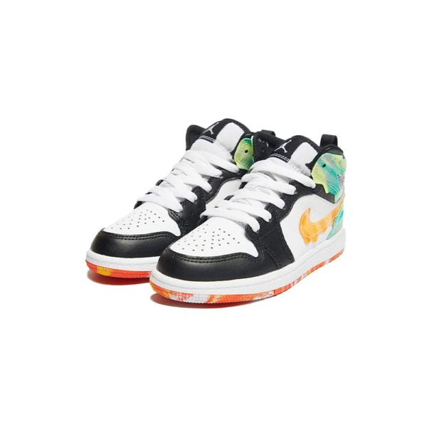 Nike Air Jordan 1 Mid SE Slim Vortex GS Basketball Shoes - Black/Team Orange/Kumquat White for Girls - Perfect for Streetwear, Basketball & Casual Outfits