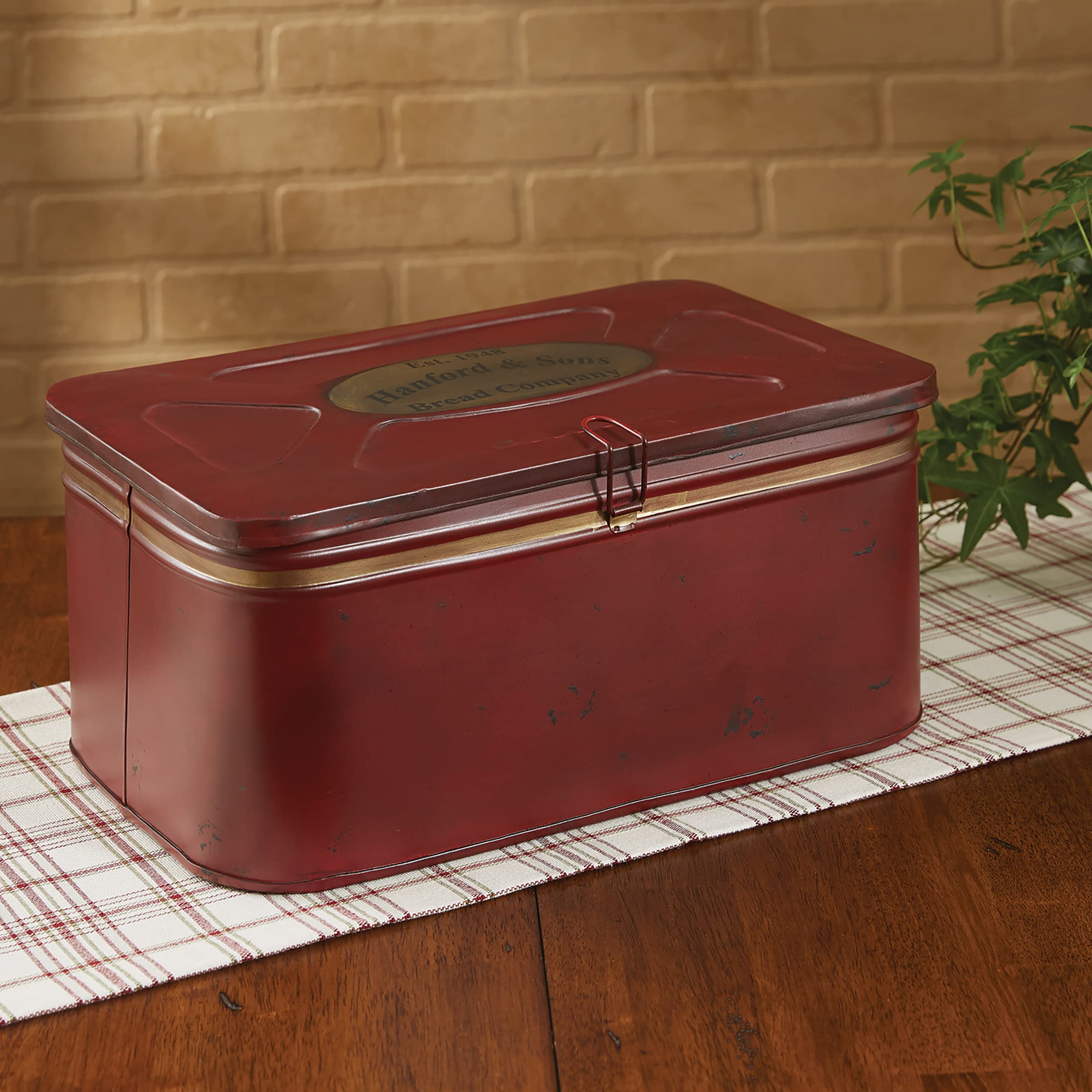 Park Designs Hanford Storage Box - Decorative Fabric Storage Bin with Lid, Red - Perfect for Home Organization, Closet, Nursery & Office