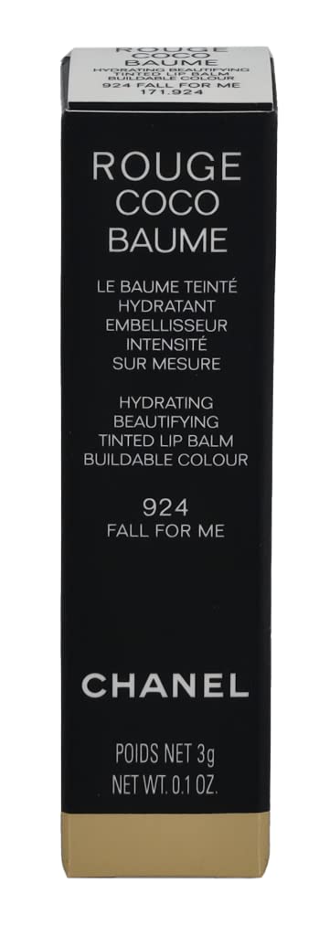 Chanel Rouge Coco Baume Hydrating Tinted Lip Balm - 924 Fall For Me - 0.11 oz - Moisturizing & Beautifying Lip Care for Women - Perfect for Daily Wear, Date Night & Special Occasions