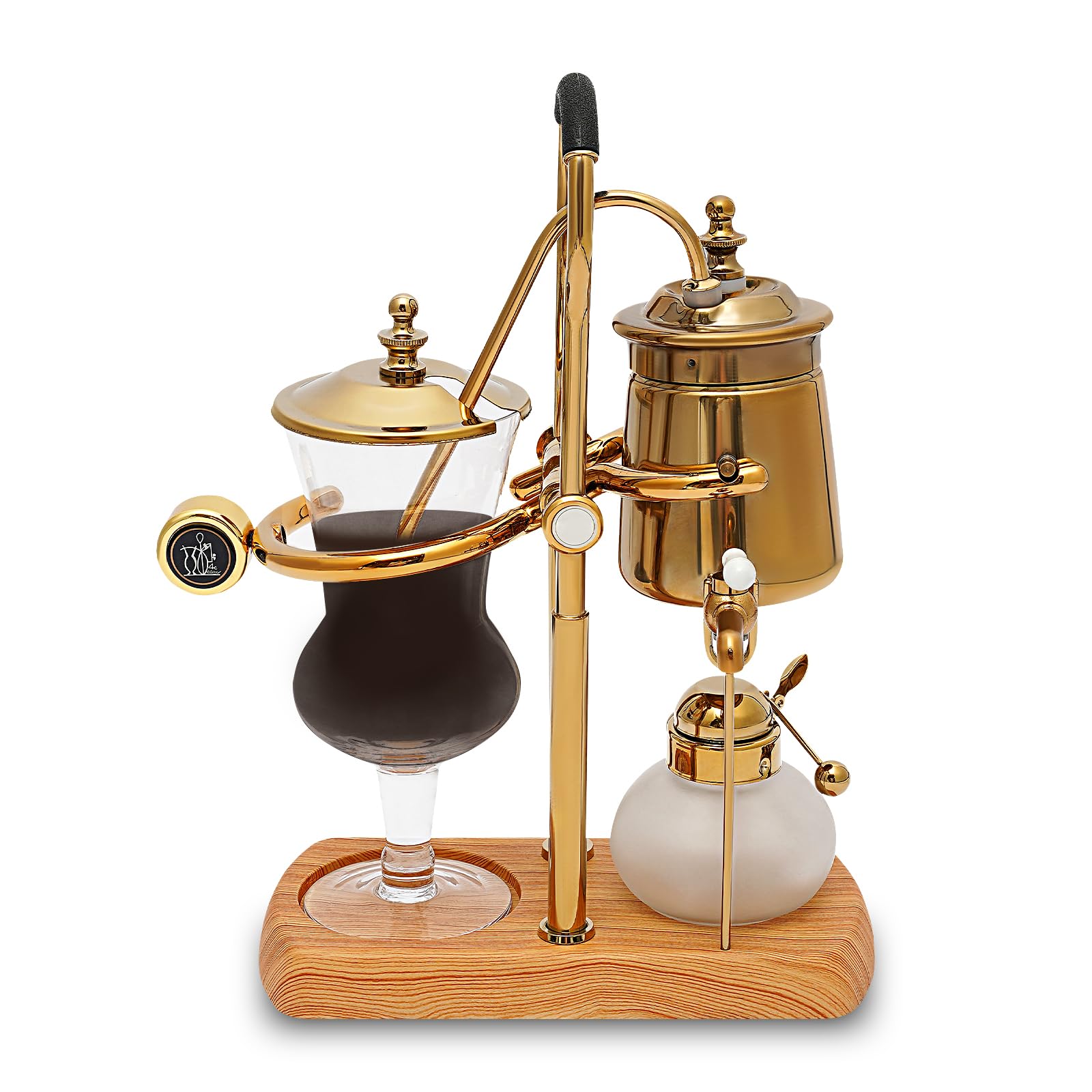 Premium Belgian Siphon Coffee Maker - 500ml/15 oz Vintage Gravity Balance Brewer with Elegant Retro Gold Design - Perfect for Home Brewing & Coffee Enthusiasts
