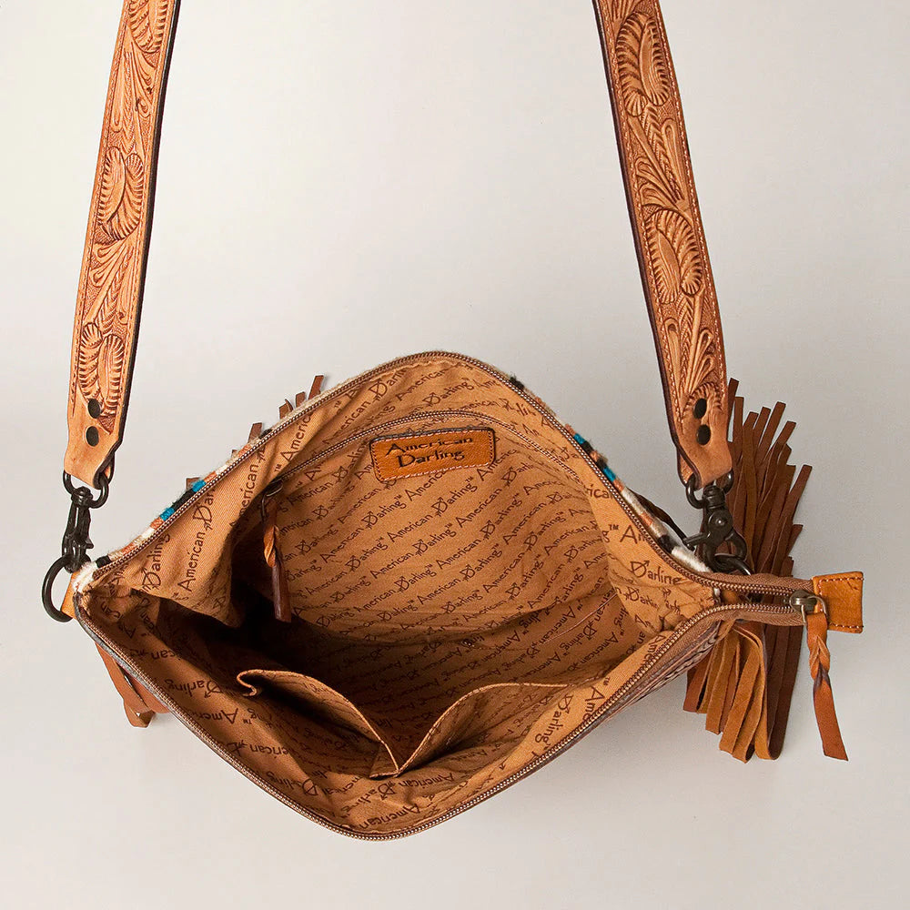 American Darling Tan Floral Tooled Leather Purse - Stylish Crossbody Bag for Women, Perfect for Date Night & Casual Outings