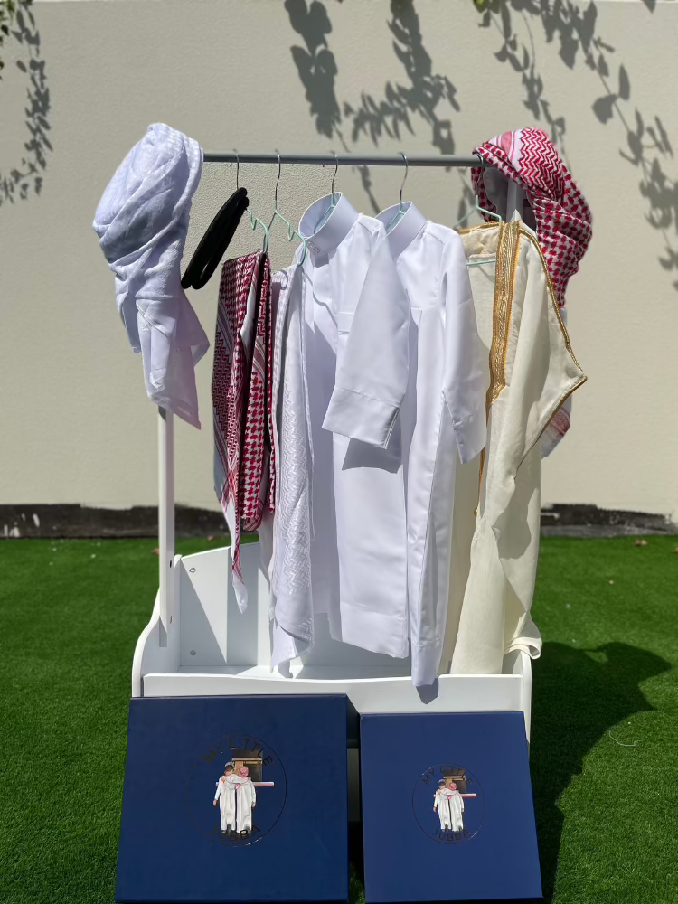 Premium Baby Boy Thobe Gift Set - Cream Bisht for 0-12 Months | 8-Piece Outfit for Newborns, Eid, Baptism & Special Occasions