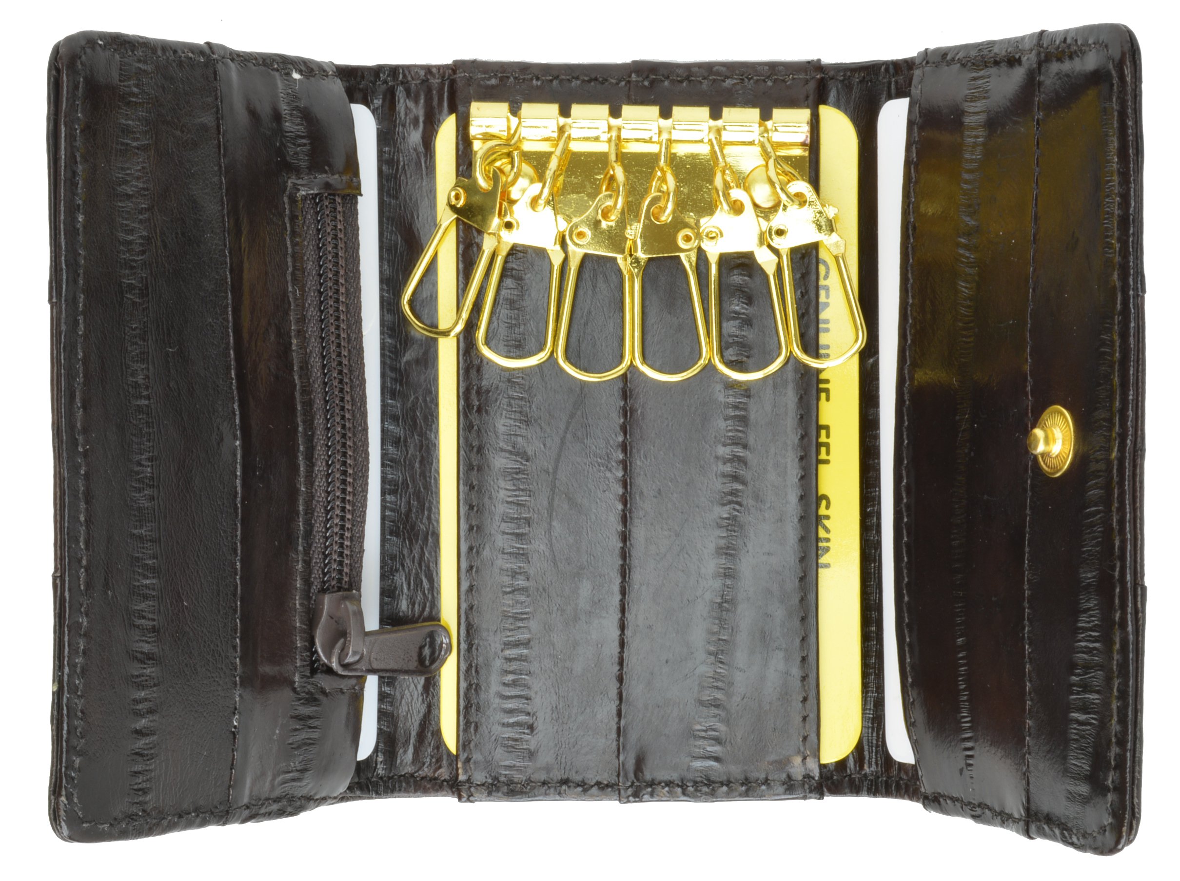 Premium MARSHAL Eel Skin Leather Key Case Wallet - Slim Soft Key Holder for Men & Women - Perfect for Home, Office, Car Keys Organization