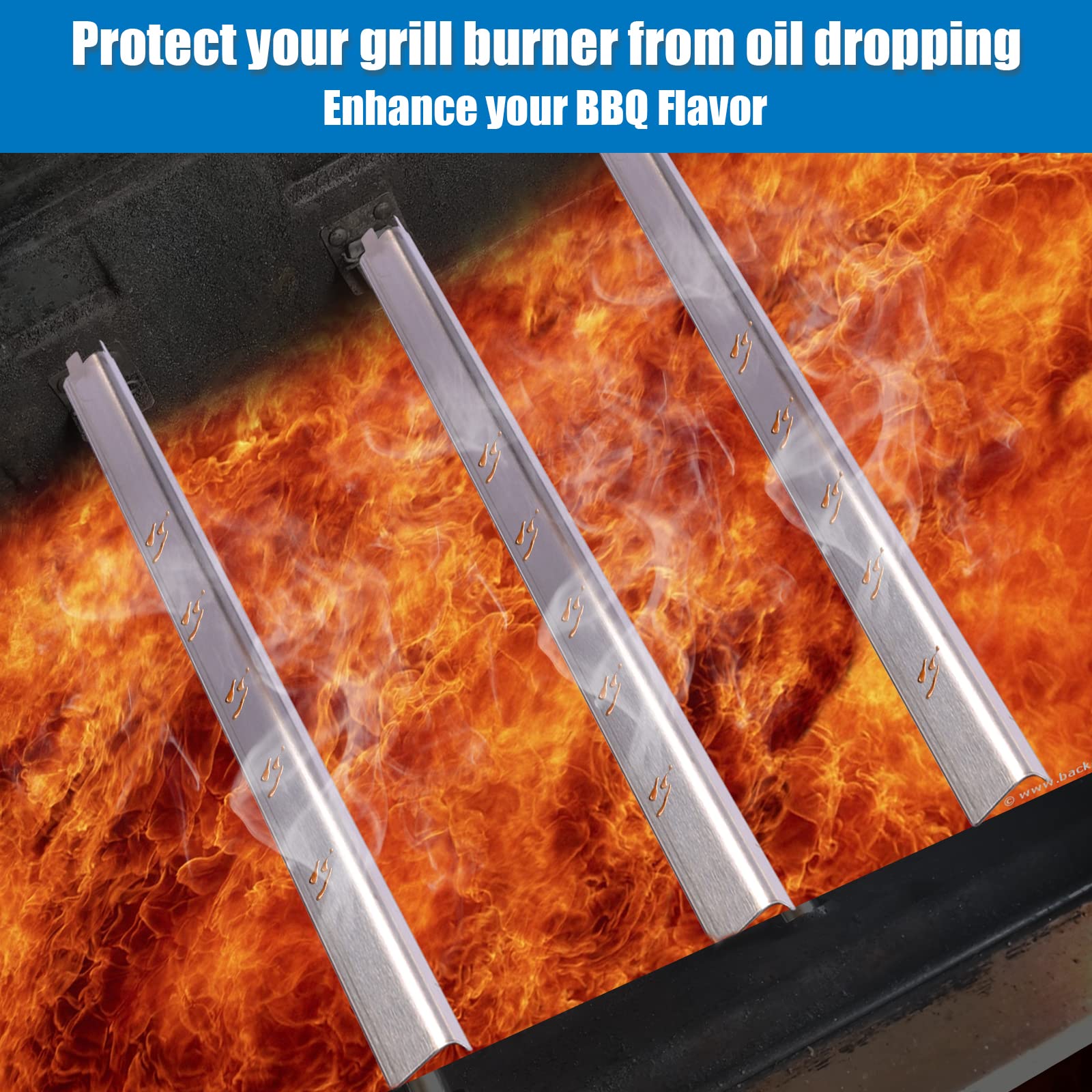 Uniflasy 5-Pack Stainless Steel Grill Heat Plates & Burner Covers Replacement for Charbroil Performance 4 & 5-Burner Gas Grills (Models 463448021, 463449021, 463365021, 463351021, 463352521) - Durable BBQ Accessories for Outdoor Cooking & Backyard Grilling