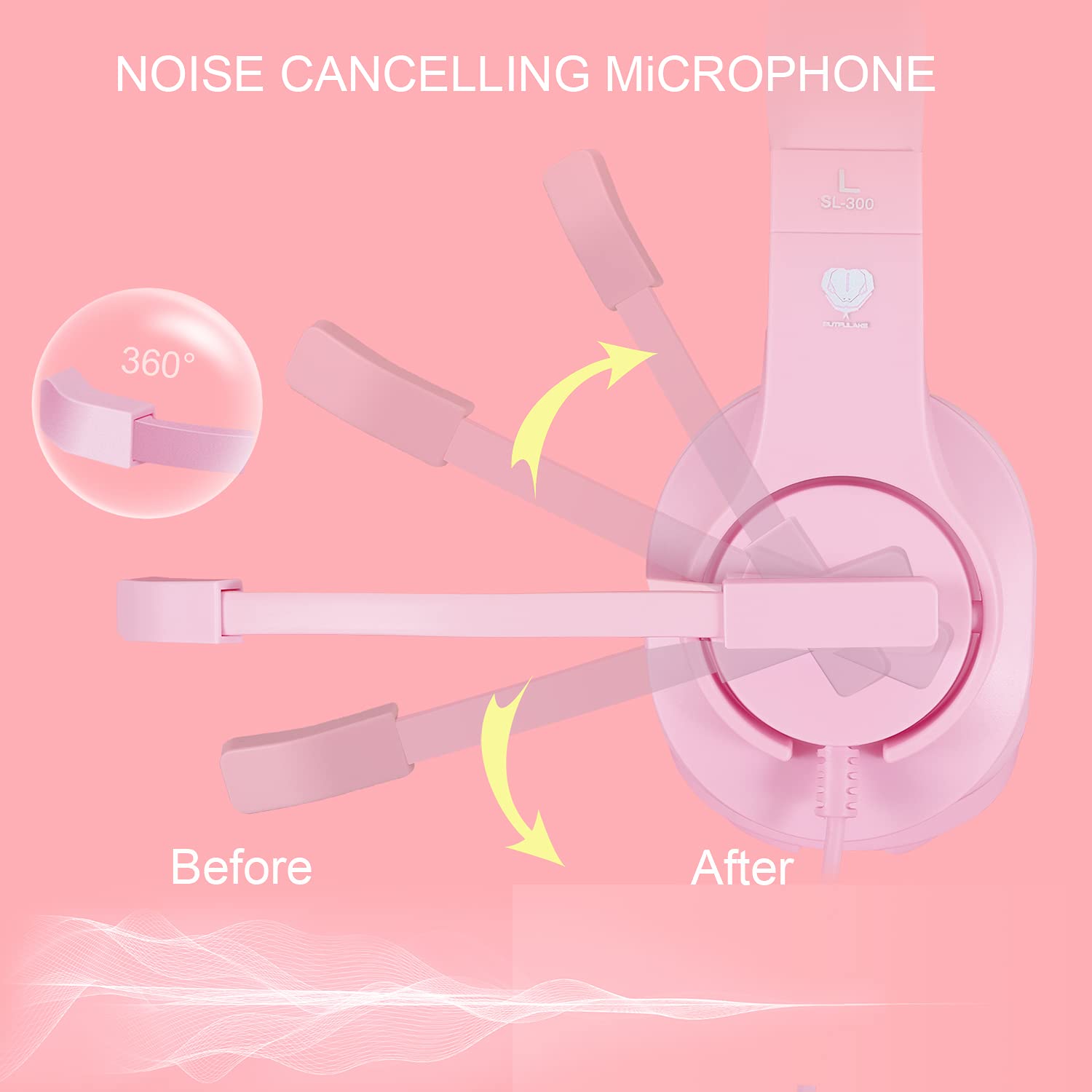 Best Gaming Headset for PS5, PS4, Xbox, PC & Nintendo Switch - Wired Pink Headphones with Microphone for Kids - Perfect for Online Classes, Gaming & Remote Learning