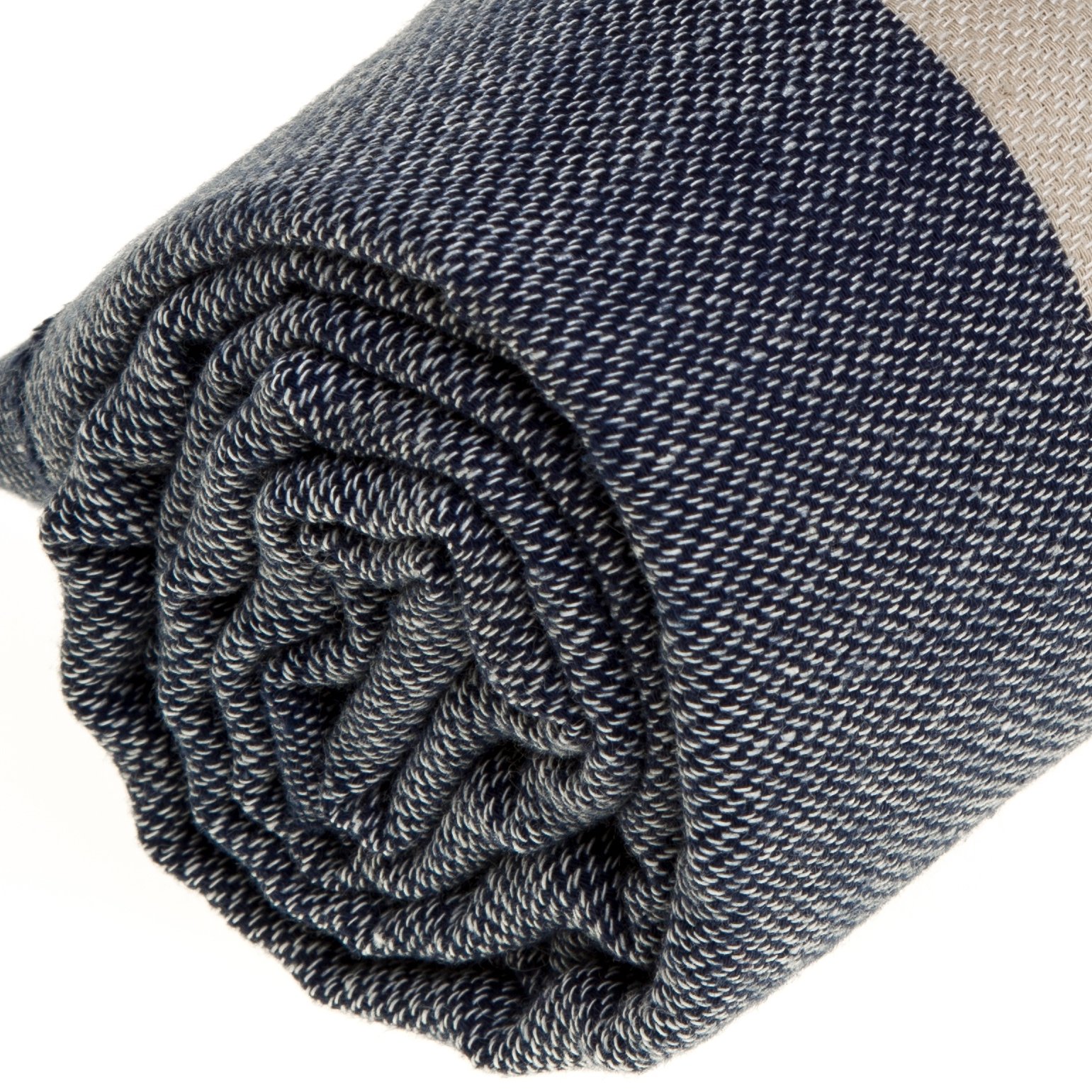Premium 100% Cotton Turkish Peshtemal Beach Towels - Quick-Dry, Sand-Free & Lightweight (Set of 6, Dark Blue/Beige) | Perfect for Pool, Beach, Yoga & Travel Accessories