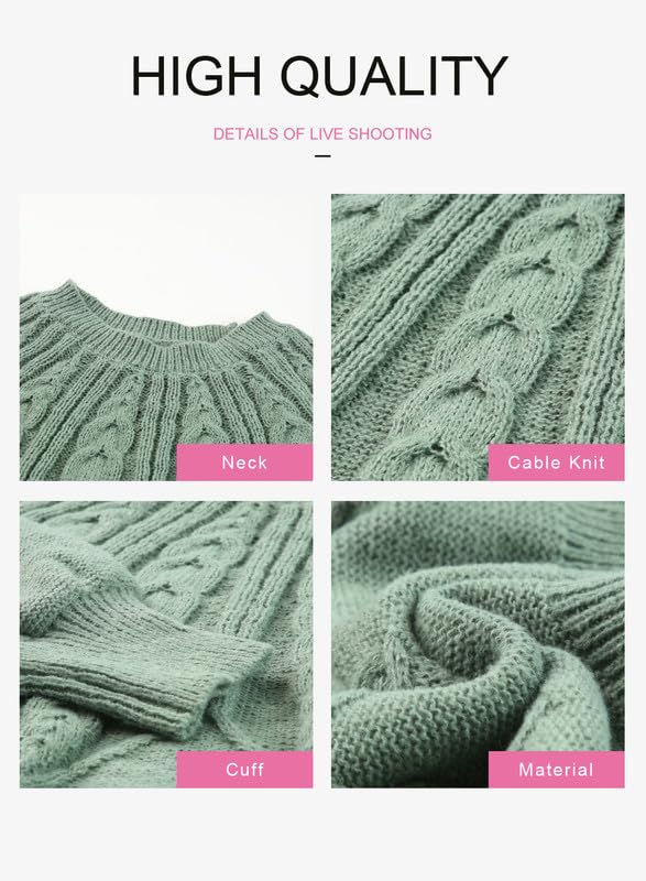 Dokotoo Women's Cable Knit Chunky Sweater - Crewneck Long Sleeve Winter Pullover for Fall 2024 Fashion | Cozy Casual Outfits & Office Wear